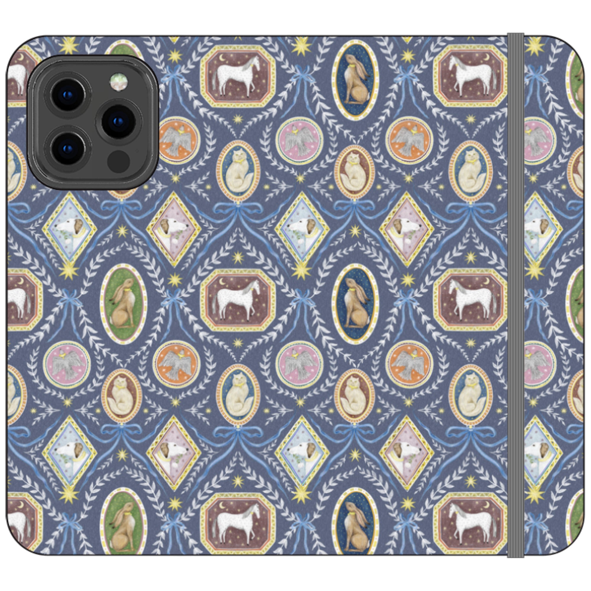 Charleston Dusk Blue Wallet Case By Catherine Rowe