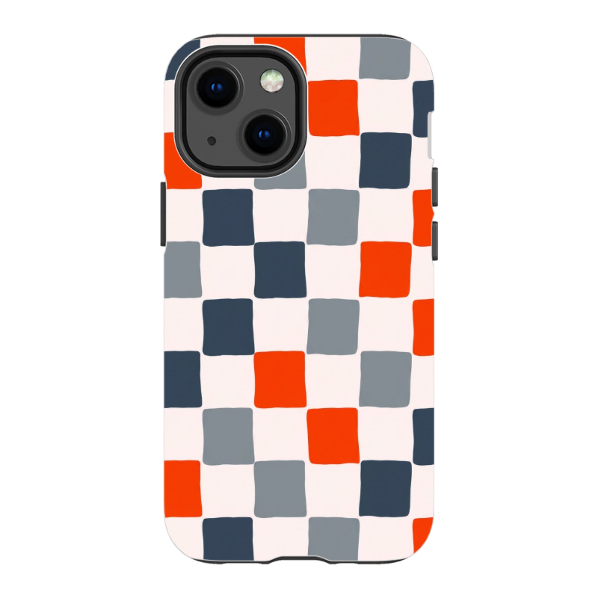 iPhone Tough Case - Orange & Navy Checkerboard