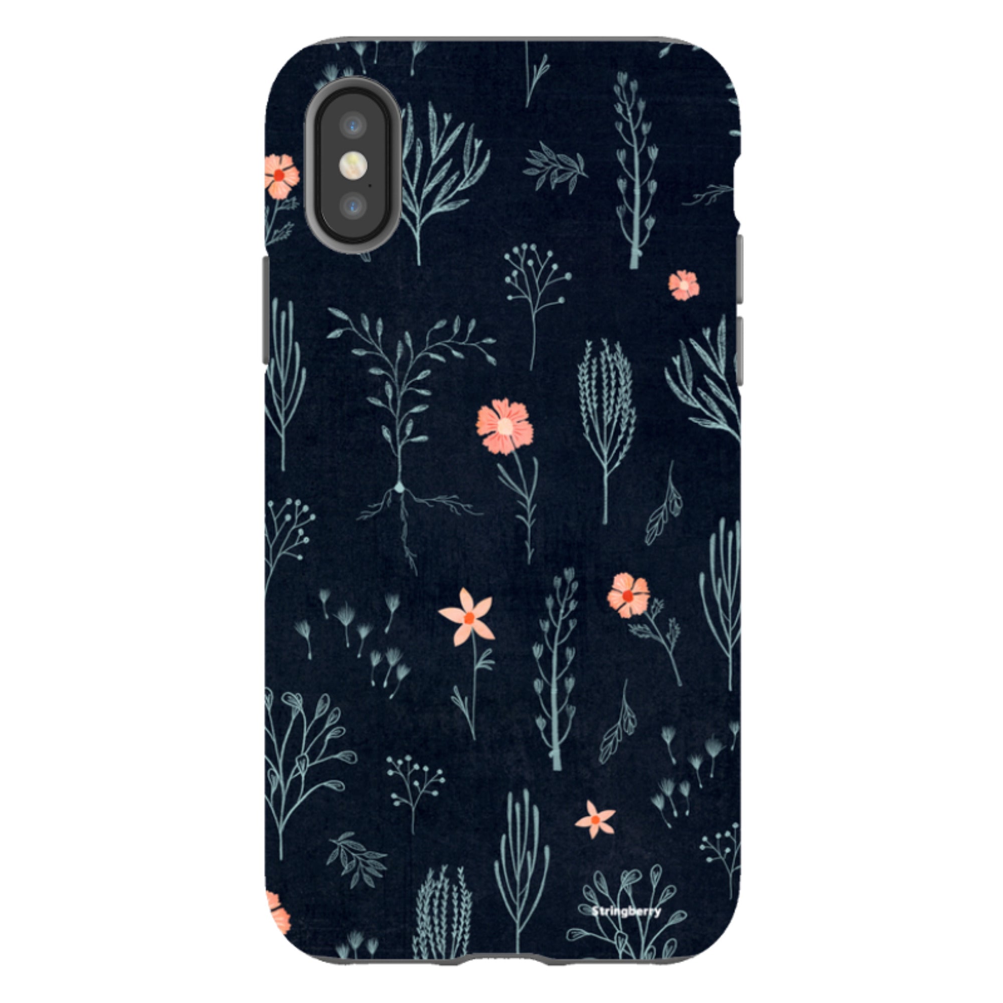 iPhone Tough Case - Floral Light Blue And Pink By Katherine Quinn