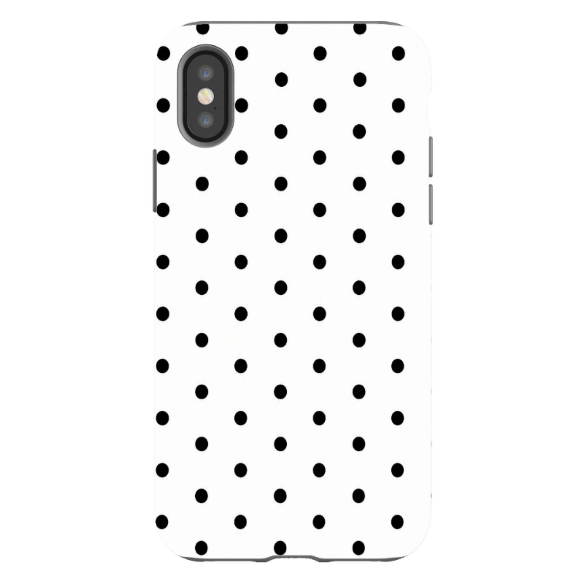 iPhone Tough Case - White & Black Polka Dot