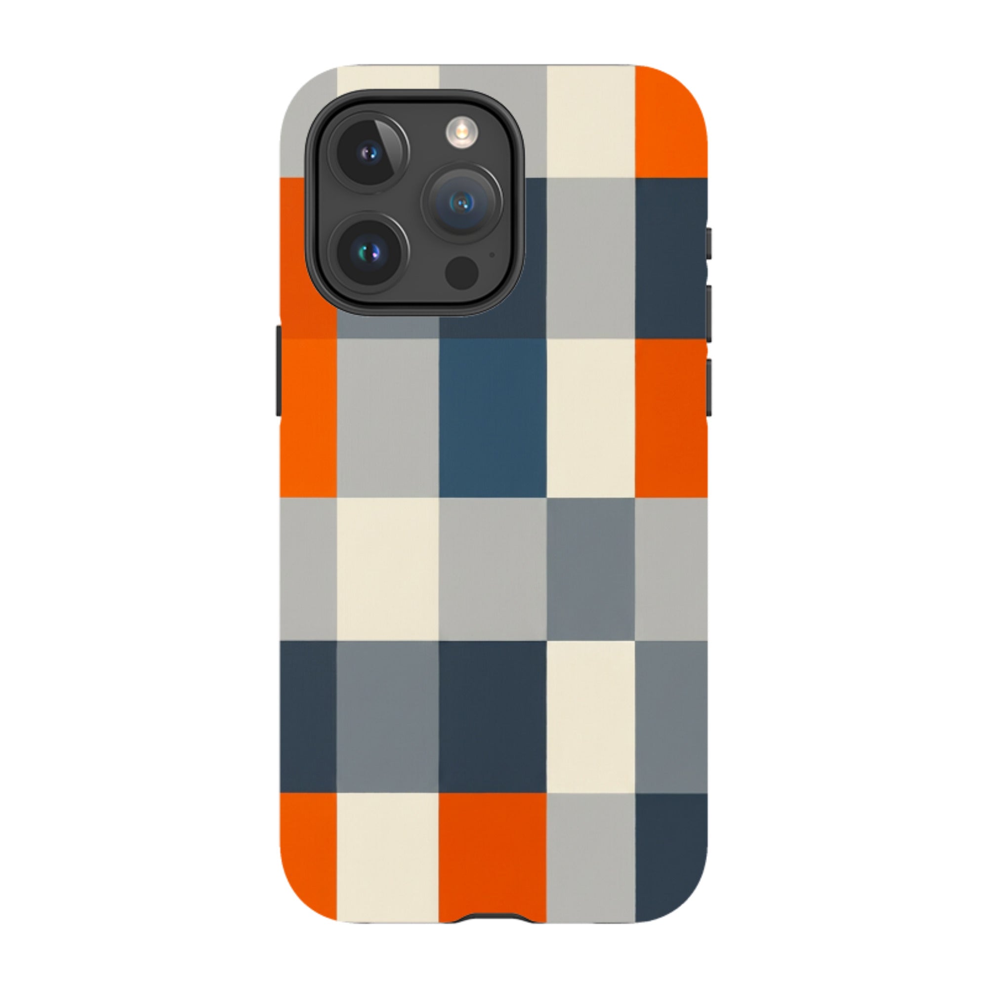 iPhone MagSafe Tough Case - Navy Blue & Orange Plaid
