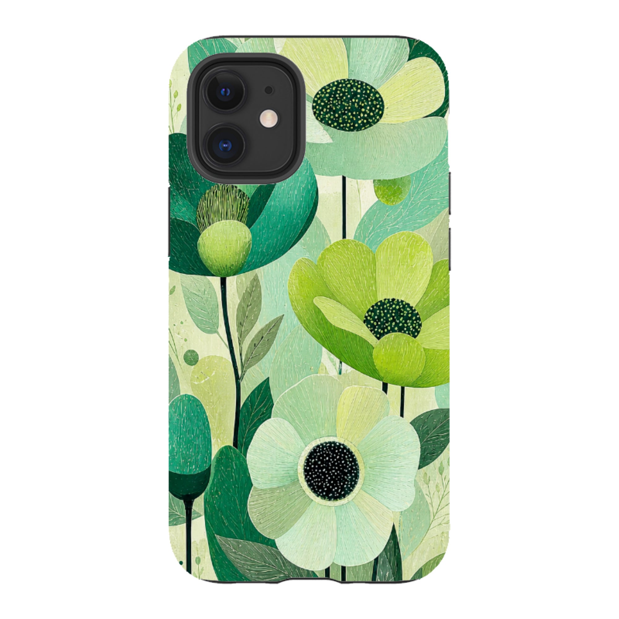 iPhone Tough Case - Mint Woodgrain Floral