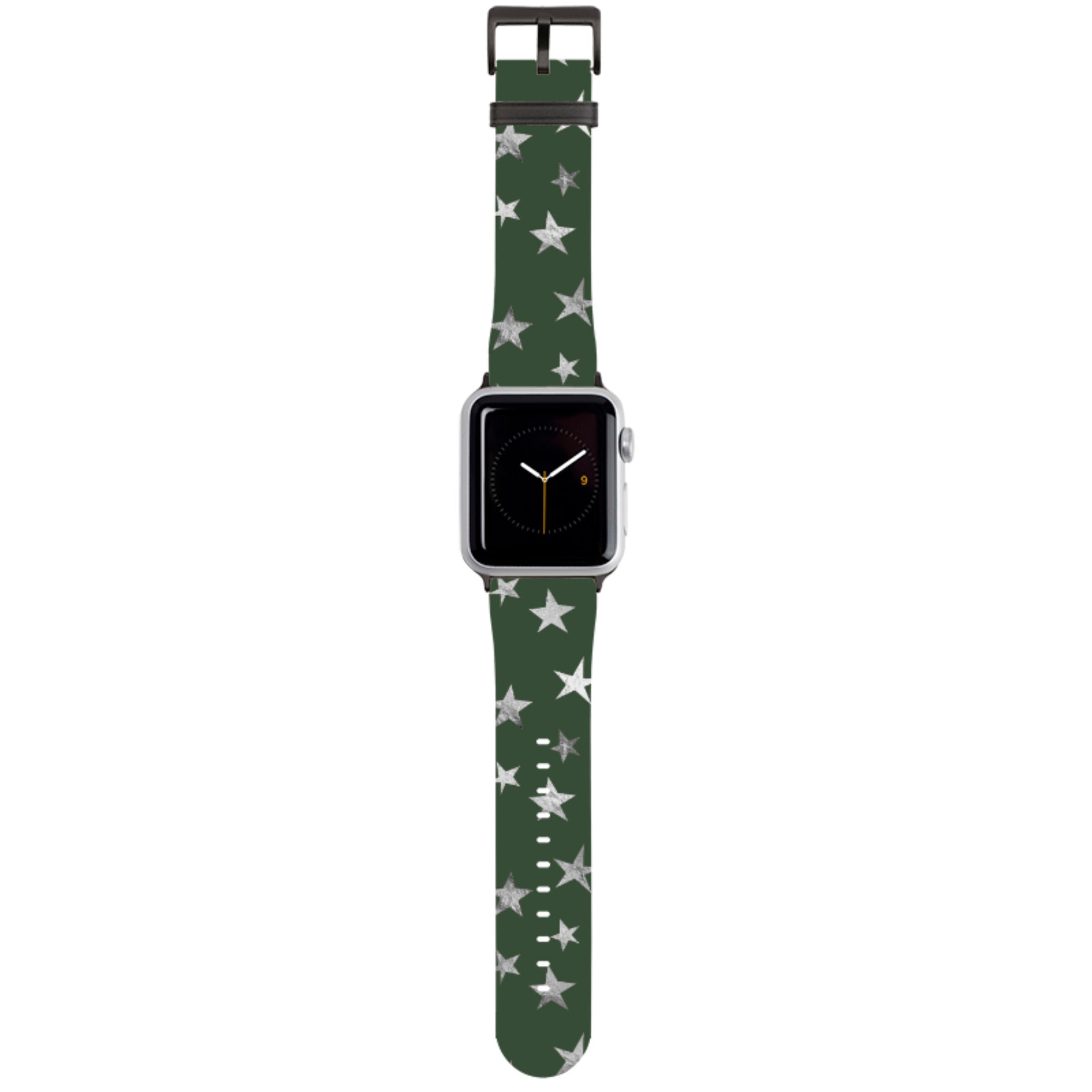 Green and Silver Stars Apple Watch Strap
