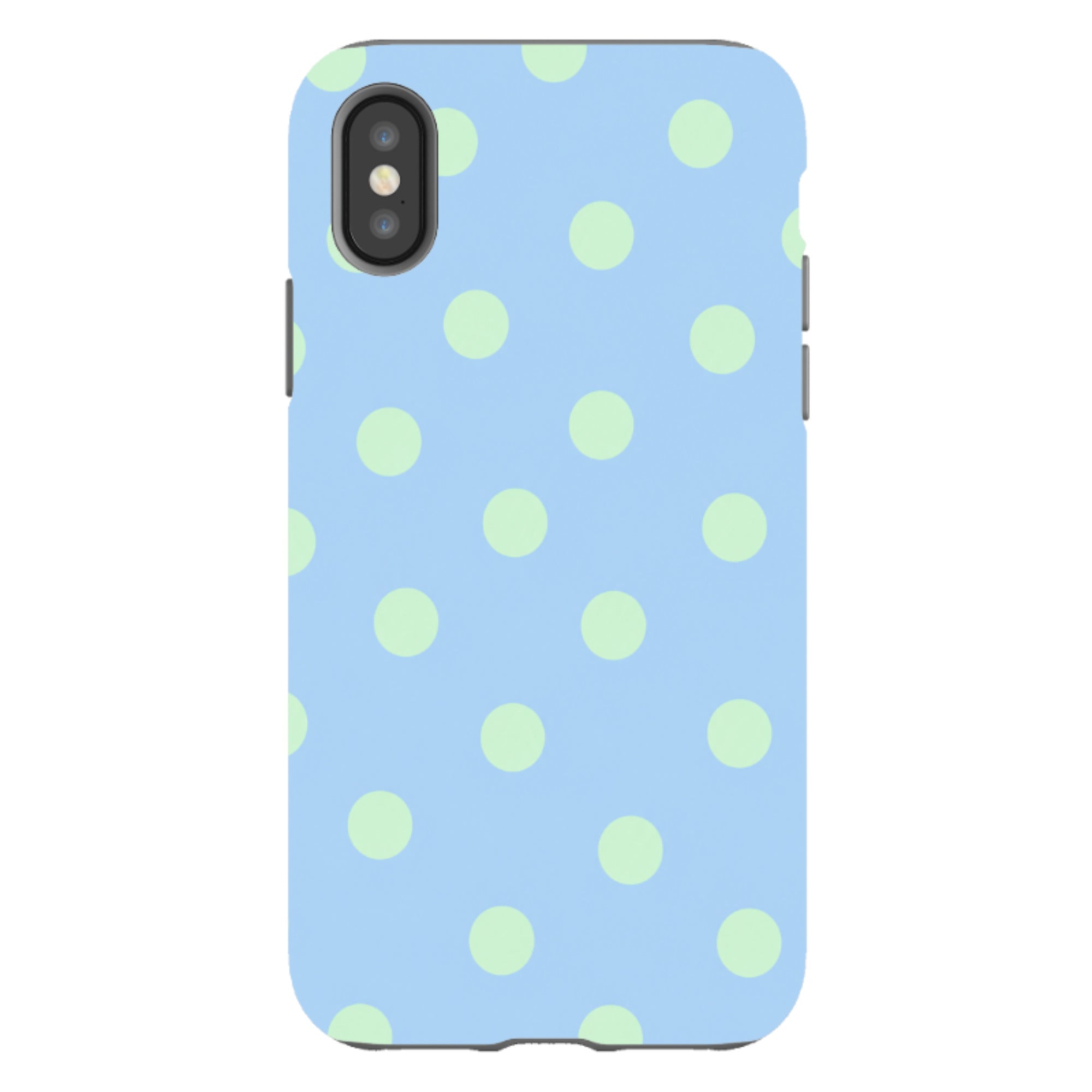 iPhone Tough Case - Sky Blue & Mint Green Polka Dot
