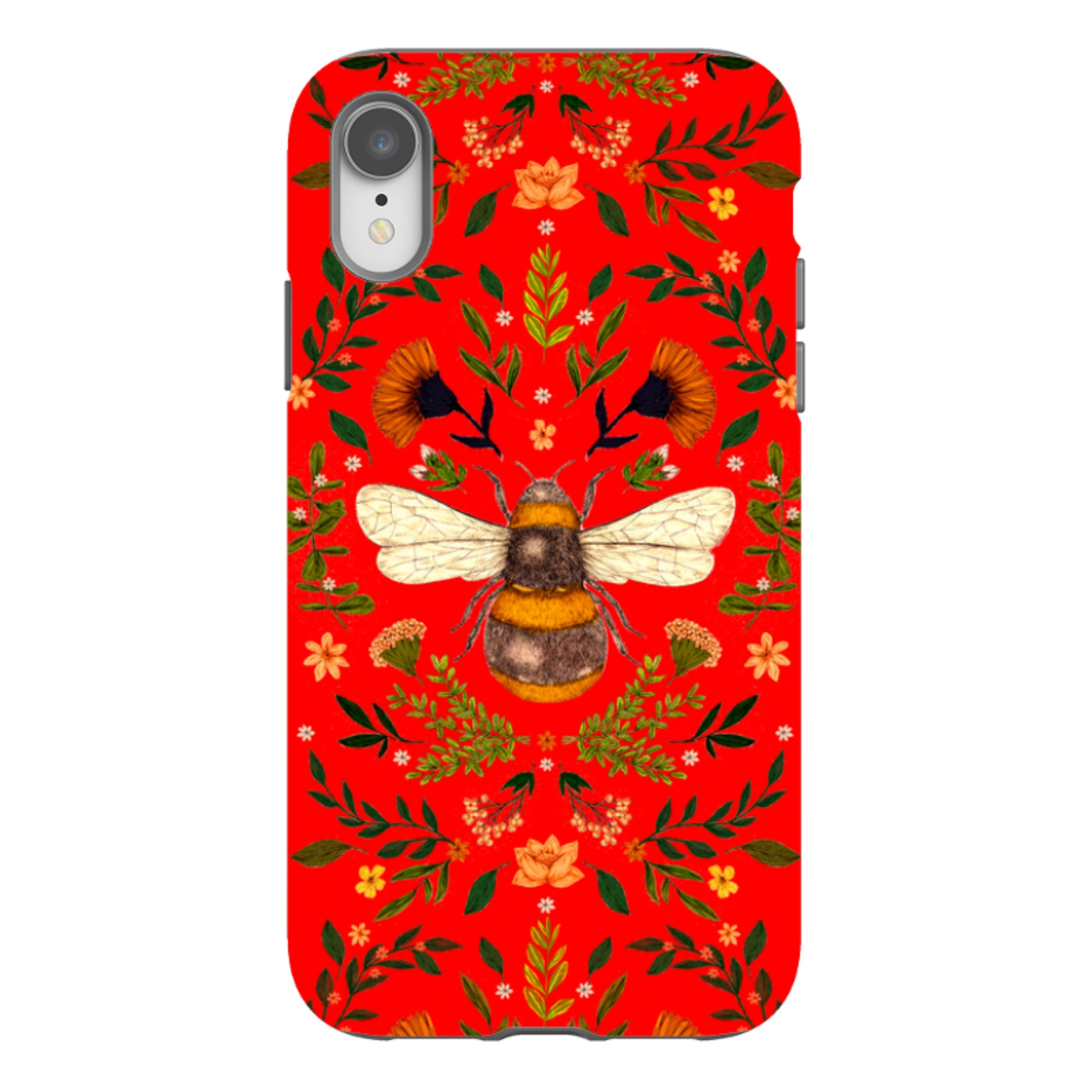 iPhone Tough Case - Botanical Bee Red By Jade Mosinski