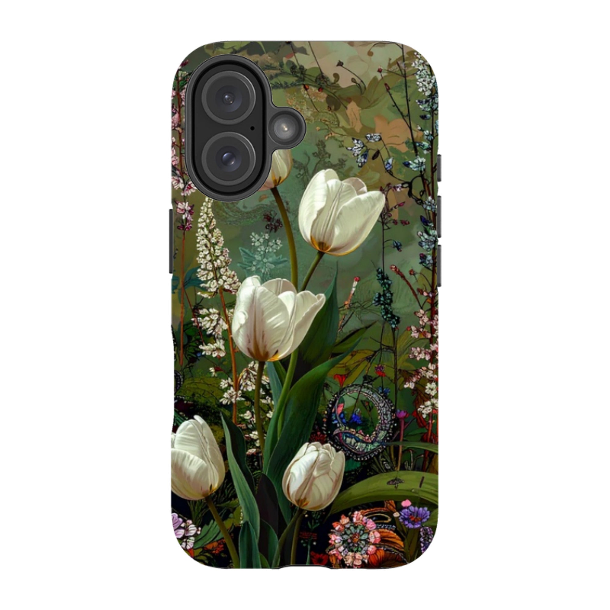 iPhone MagSafe Tough Case - Green Vyne White Tulips