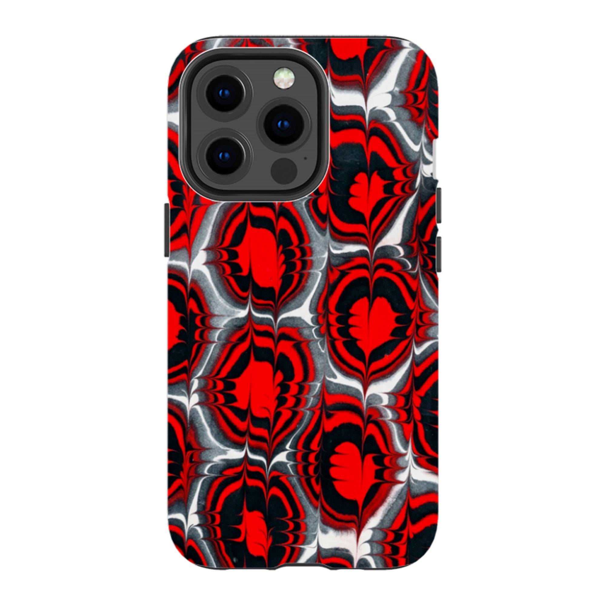 iPhone Tough Case - Red & Black Marble