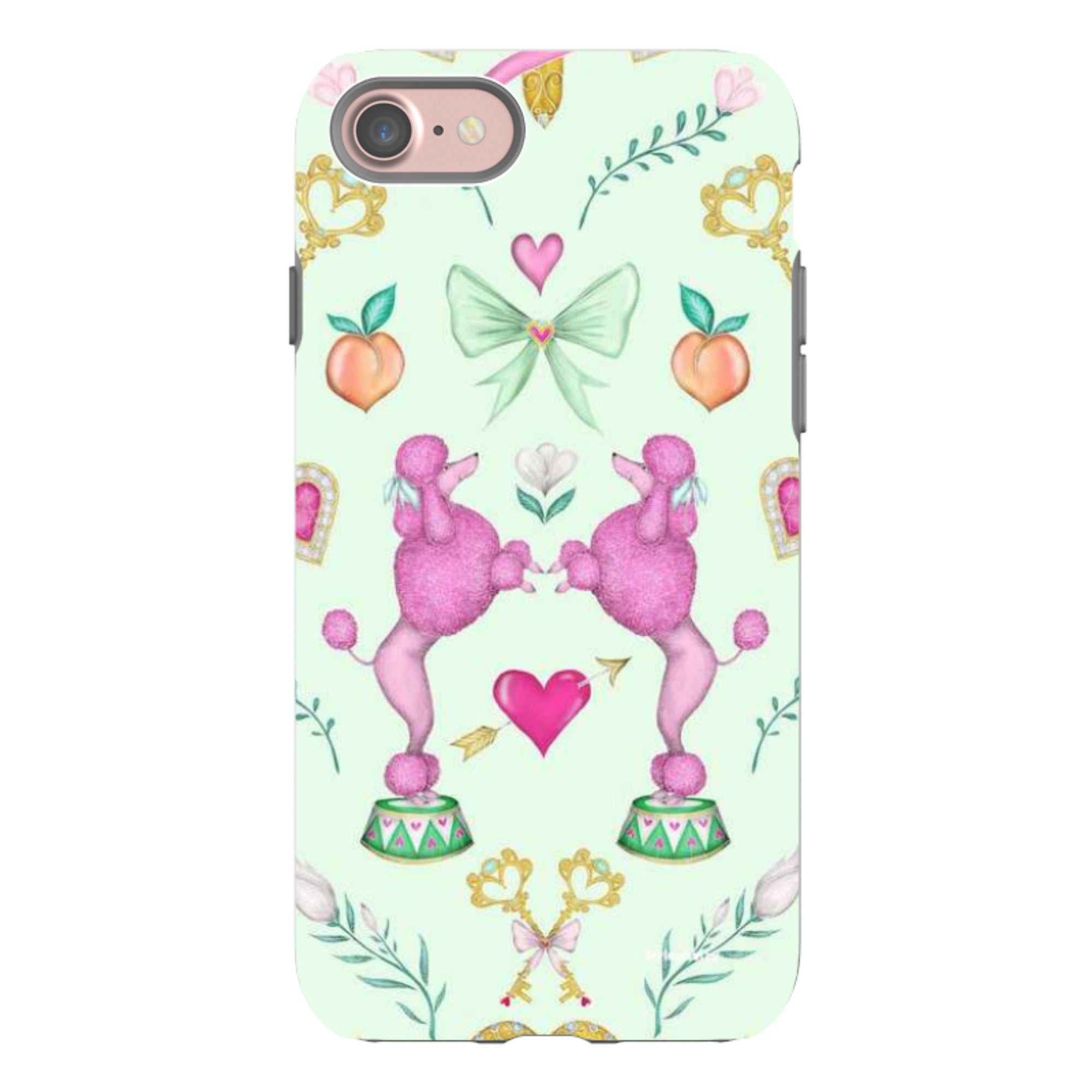 iPhone Tough Case - Pink Poodle Parlour Mint By Catherine Rowe