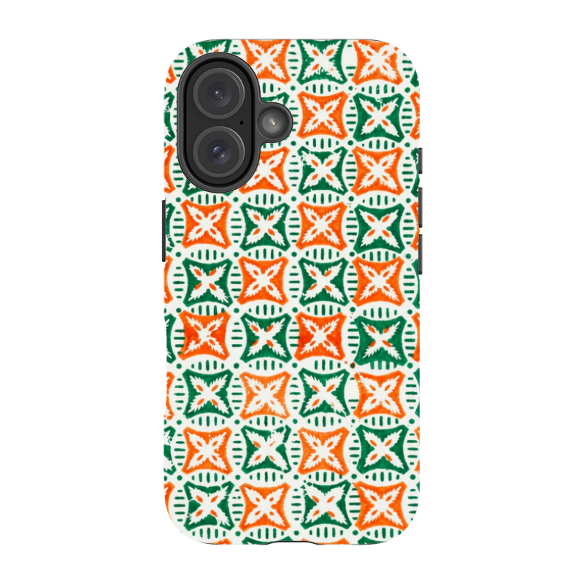 iPhone Tough Case - Orange & Green Tile