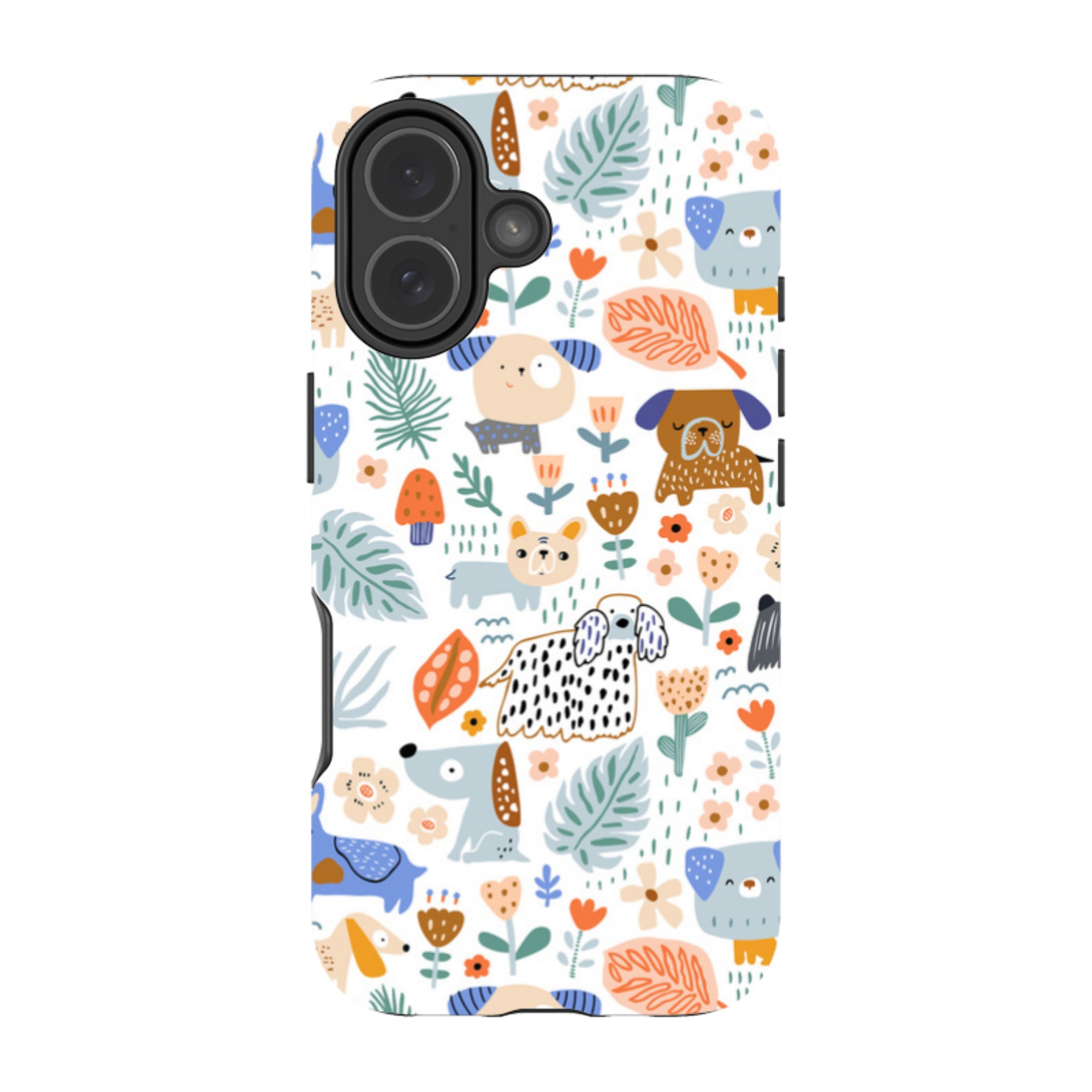 iPhone Tough Case - Dog Floral Pattern