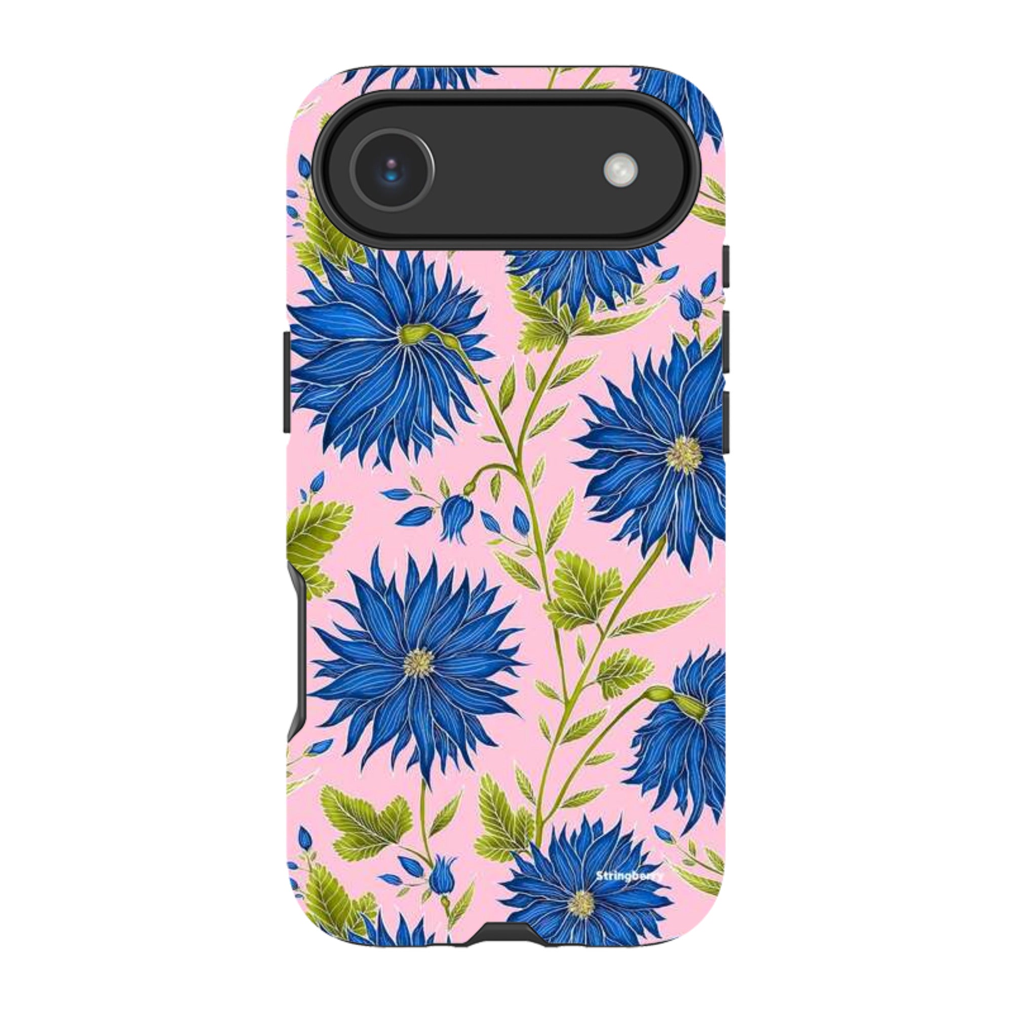 iPhone MagSafe Tough Case - Blue Flowers Pink By Catherine Rowe