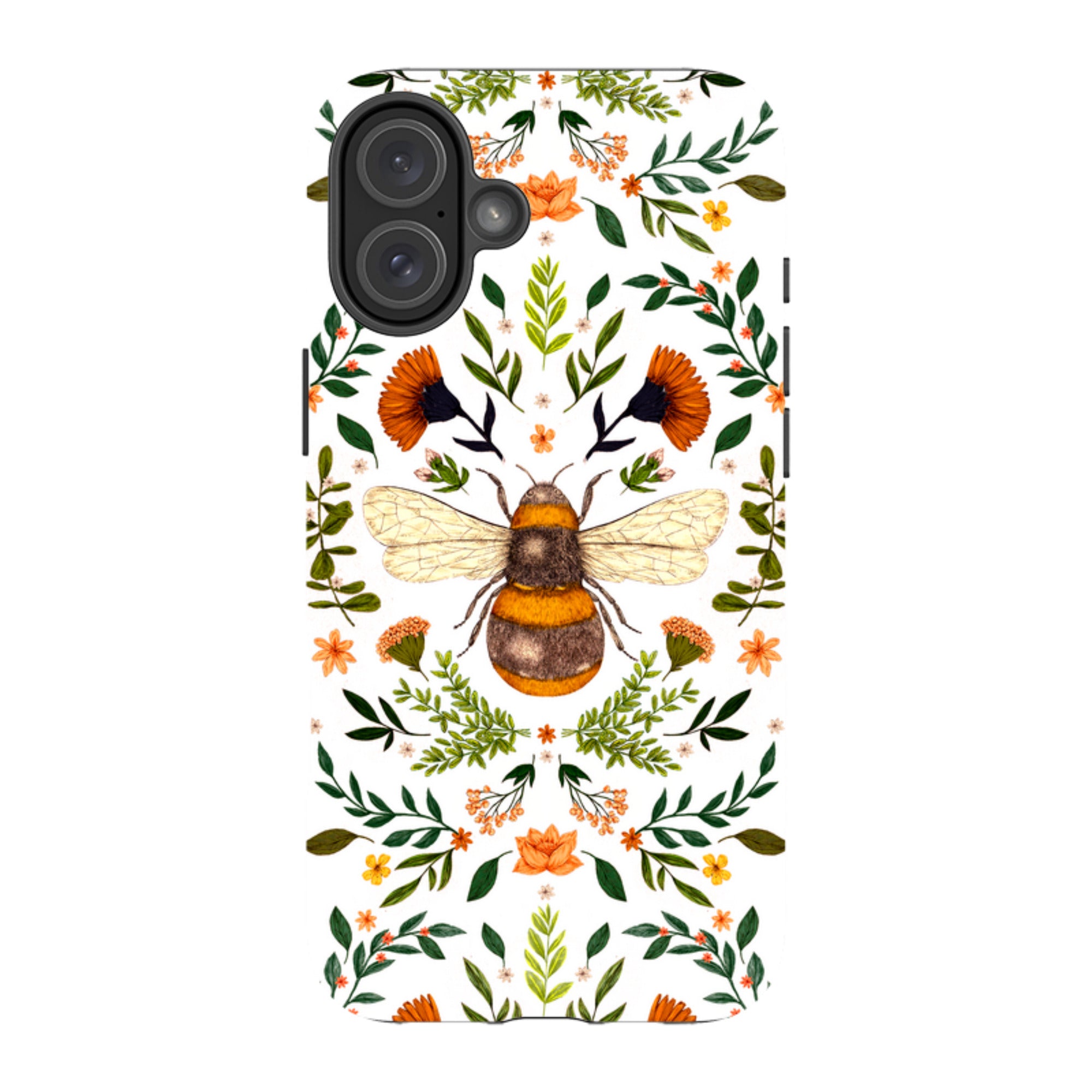 iPhone Tough Case - Botanical Bee White By Jade Mosinski