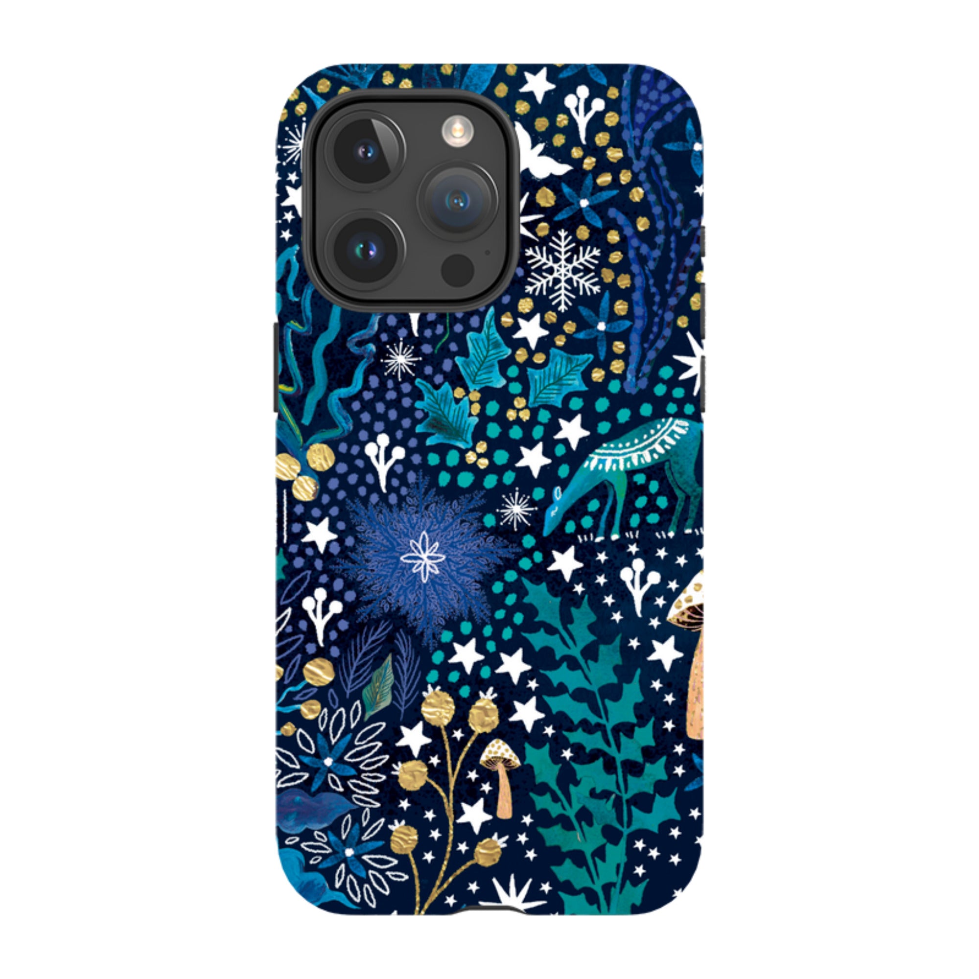 iPhone MagSafe Tough Case - Winter Flowers Teal By Emma Frances Grant