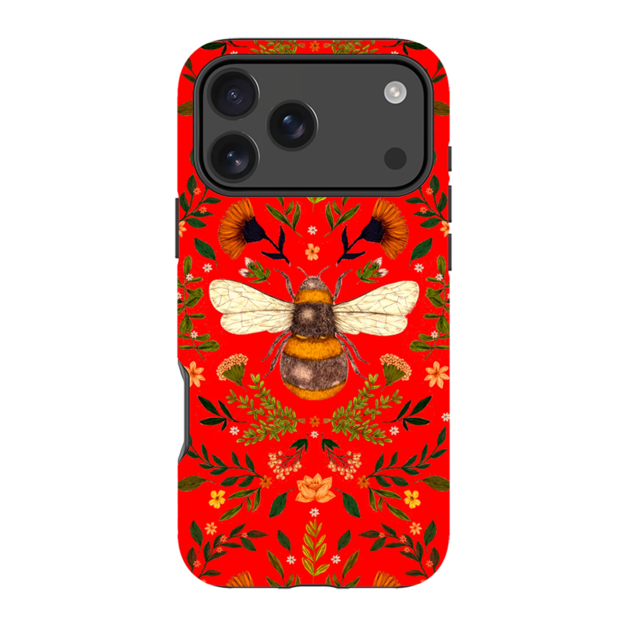 iPhone Tough Case - Botanical Bee Red By Jade Mosinski