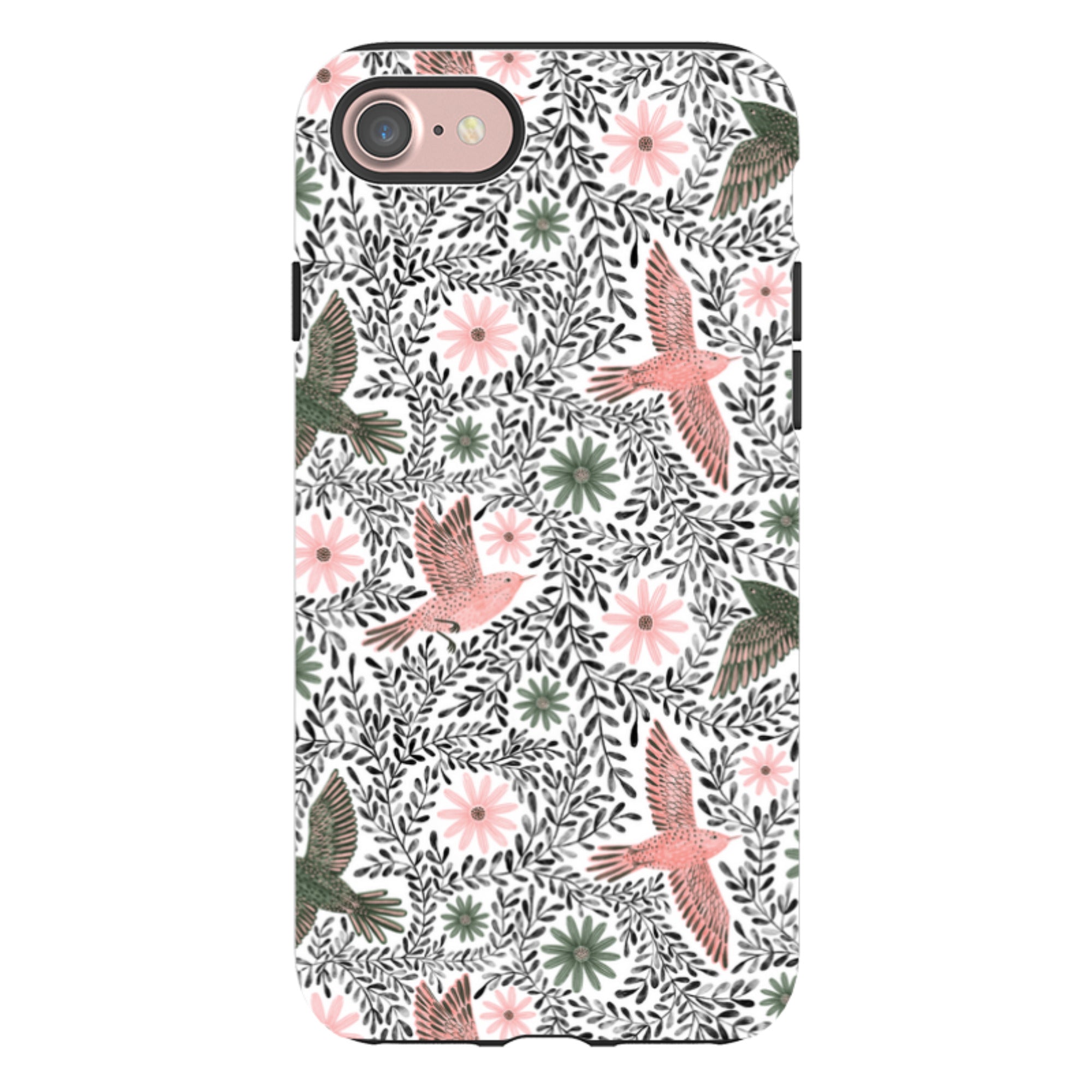 iPhone Tough Case - Bird Pattern Black By Lee Foster Wilson