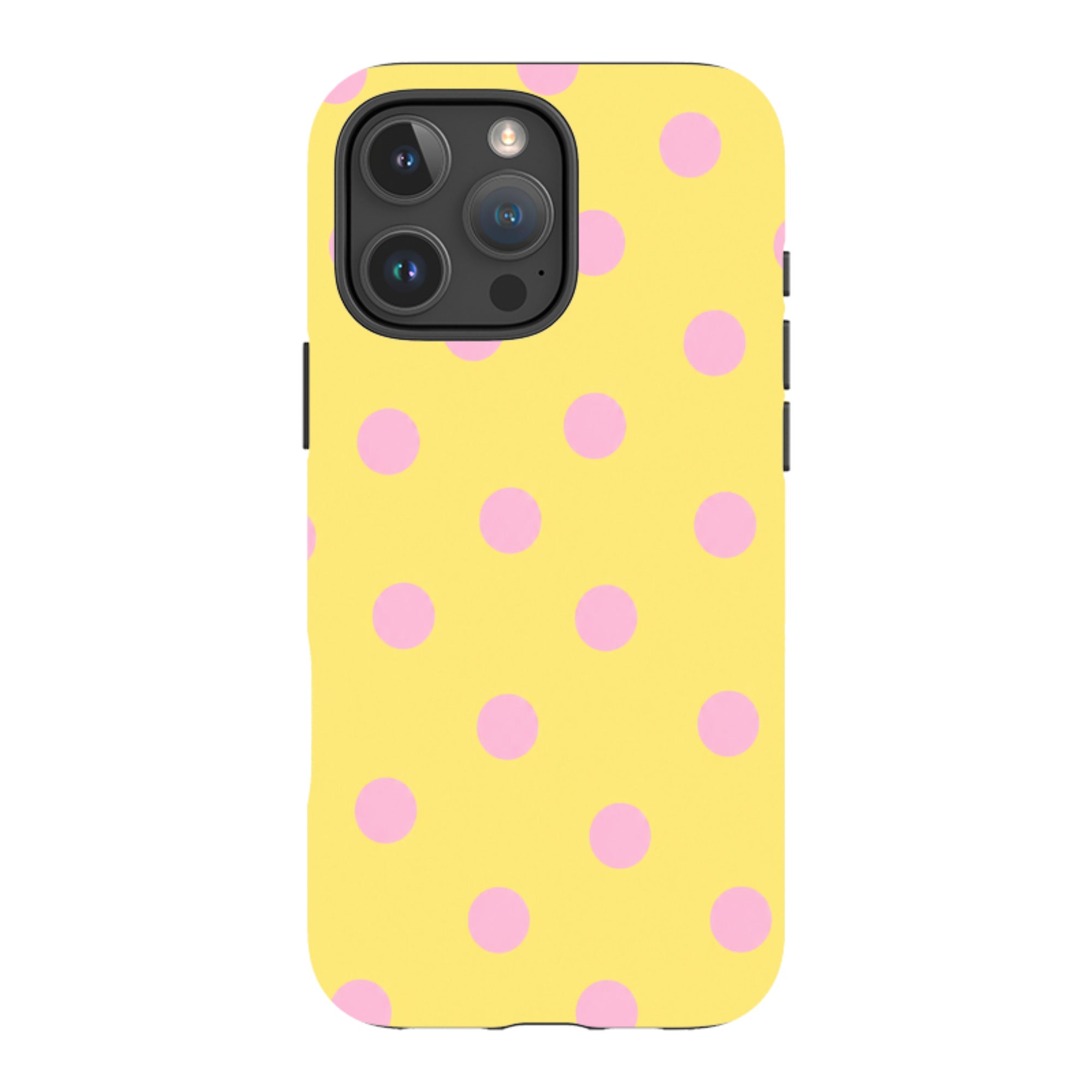 iPhone Tough Case - Yellow & Pink Polka Dot