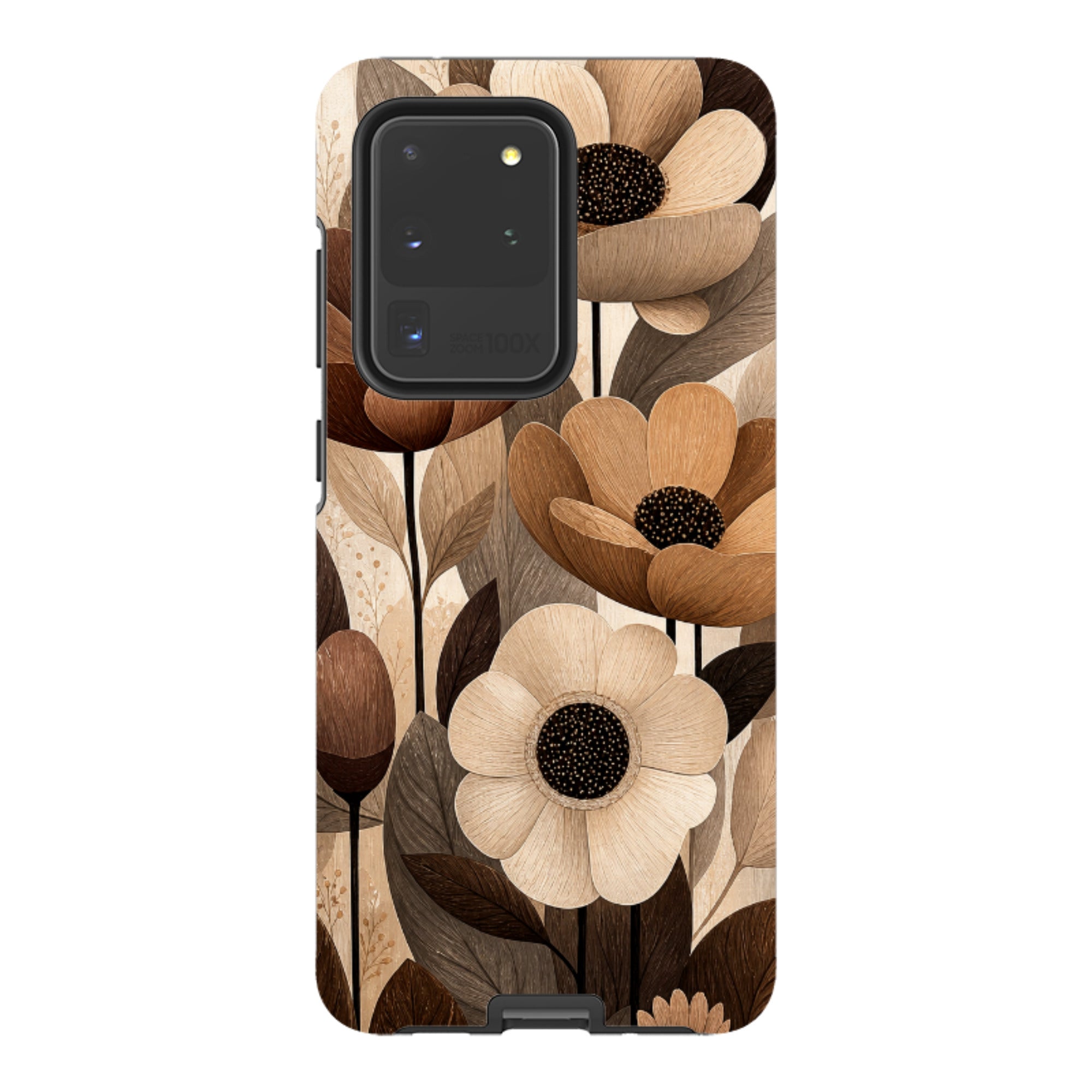 Samsung Tough Case - Chocolate Woodgrain Floral