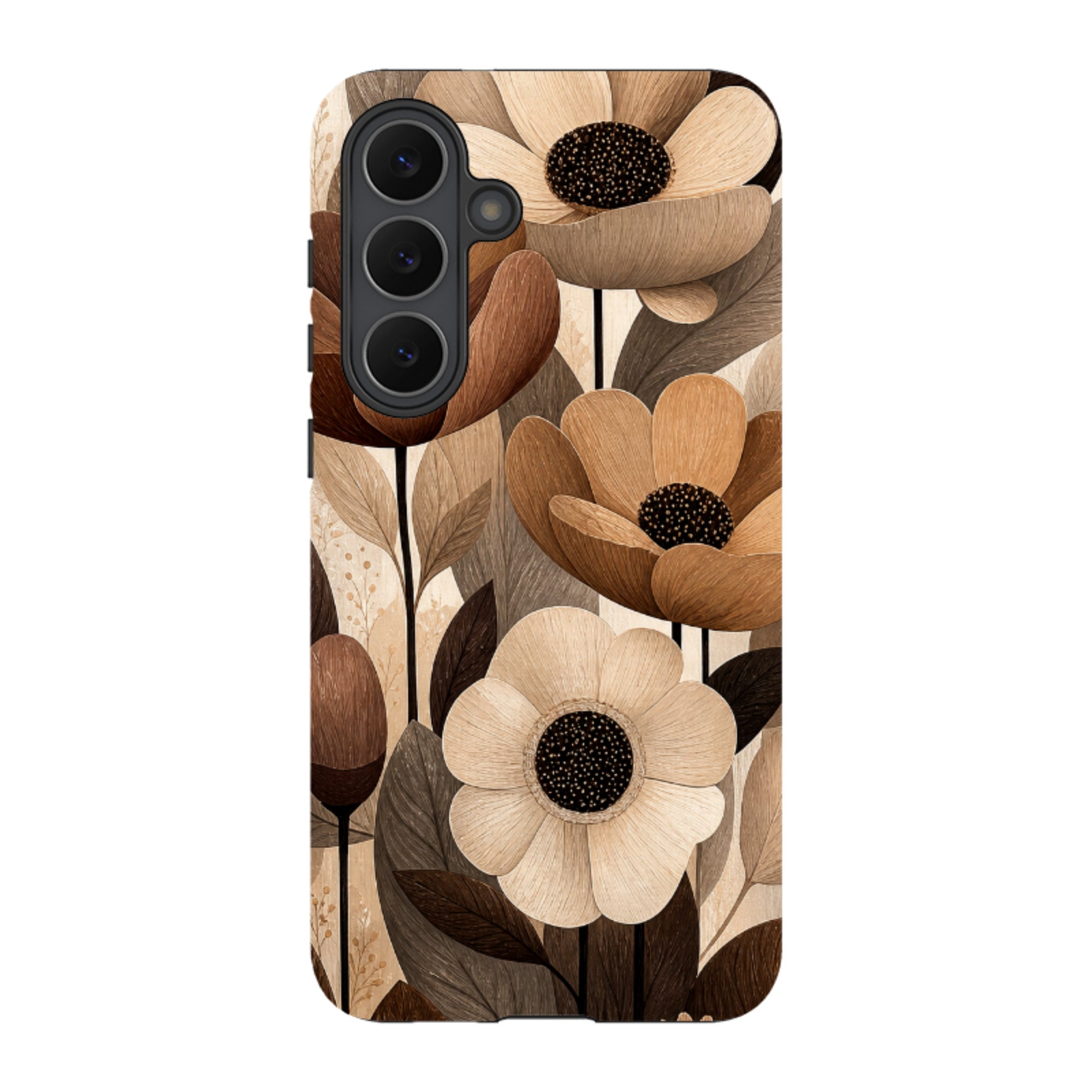 Samsung Tough Case - Chocolate Woodgrain Floral
