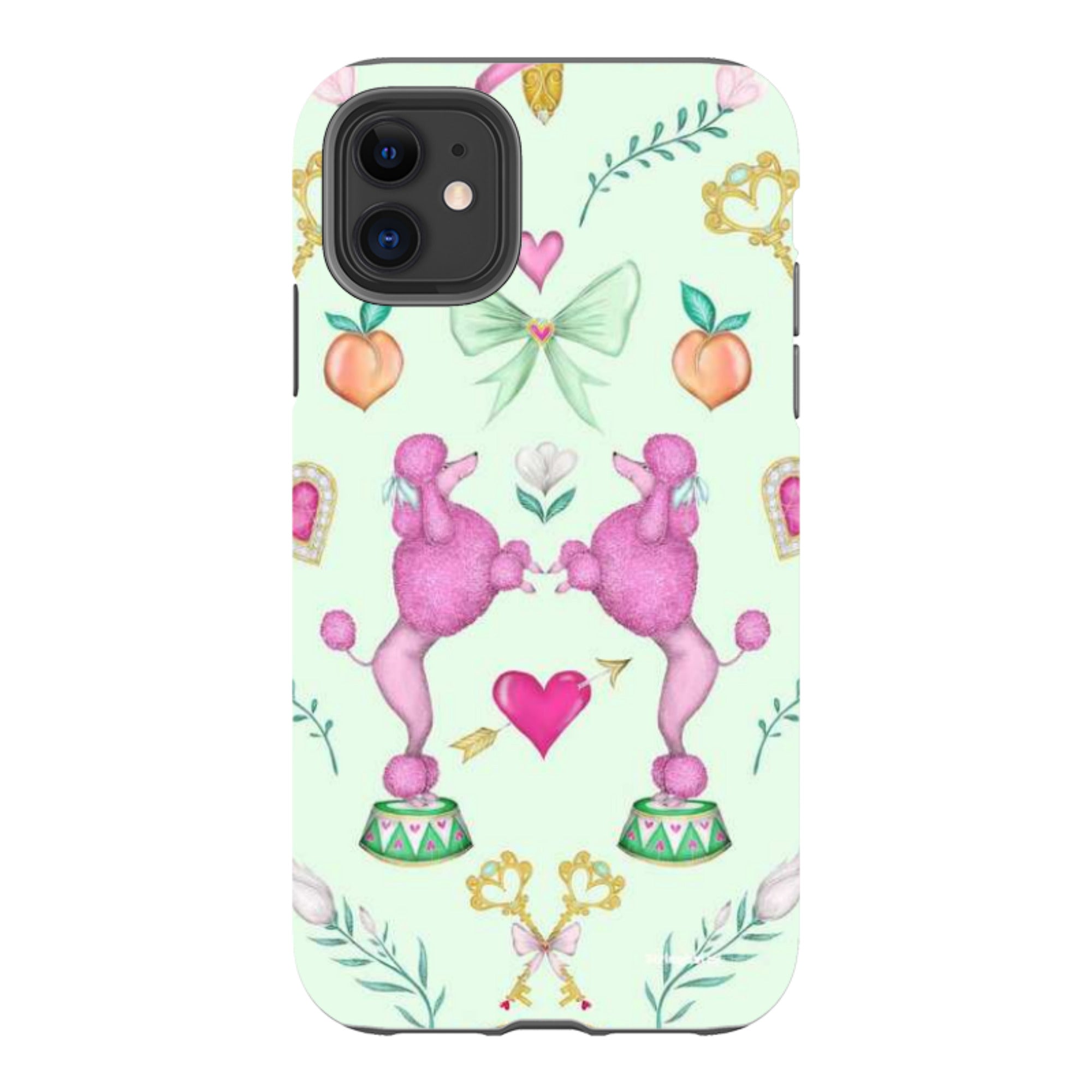 iPhone Tough Case - Pink Poodle Parlour Mint By Catherine Rowe