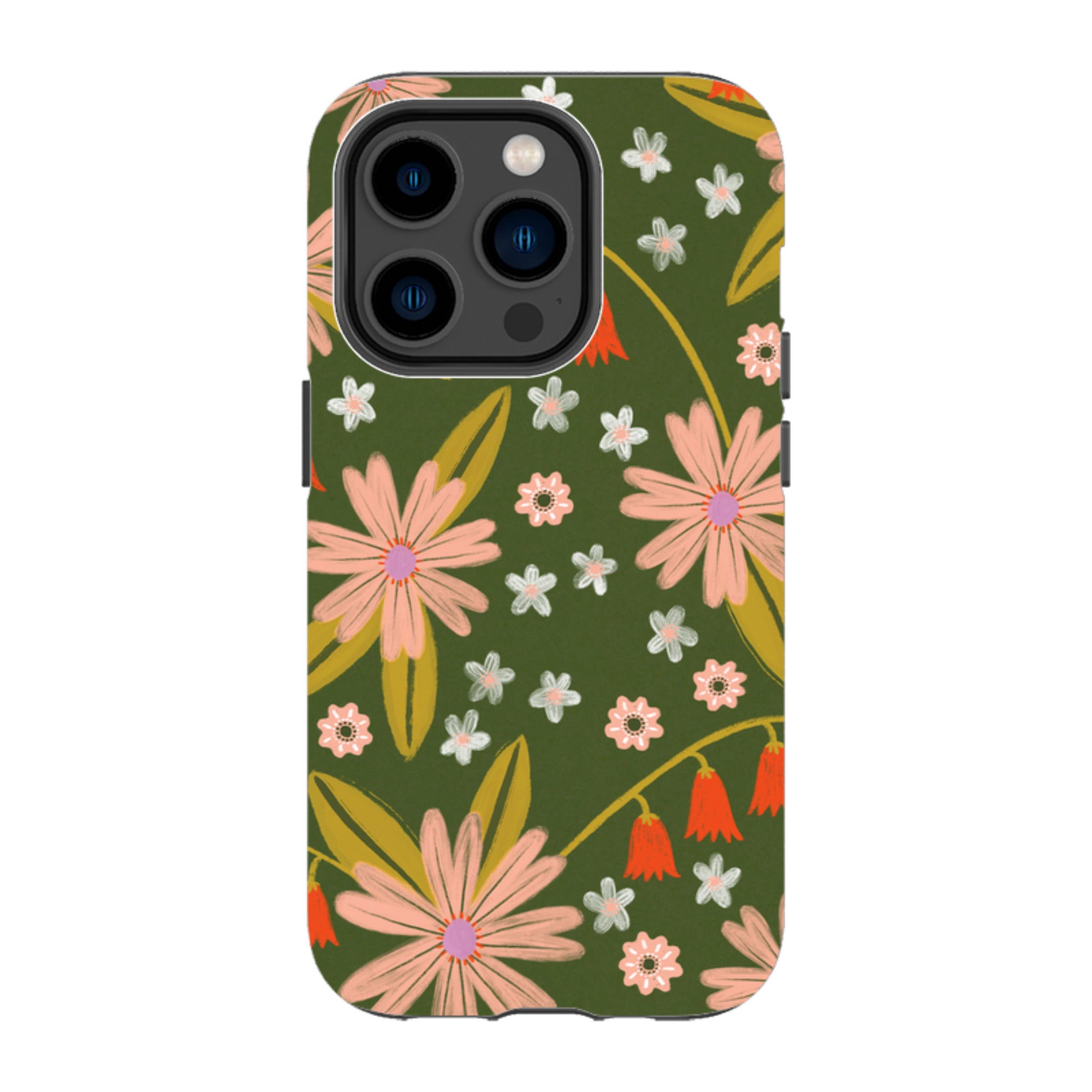 iPhone Tough Case - Red and Green Floral Pattern By Lee Foster Wilson