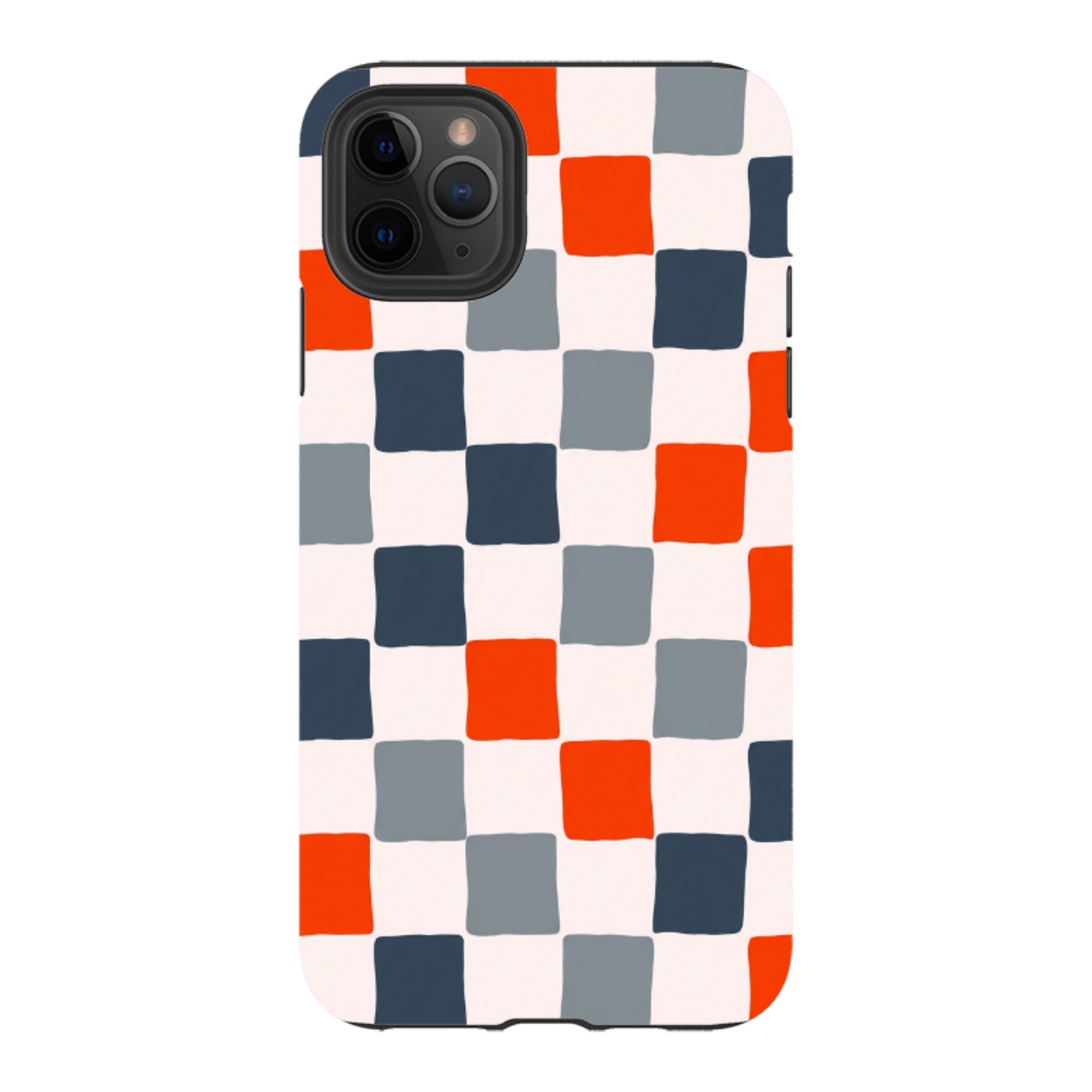 iPhone Tough Case - Orange & Navy Checkerboard