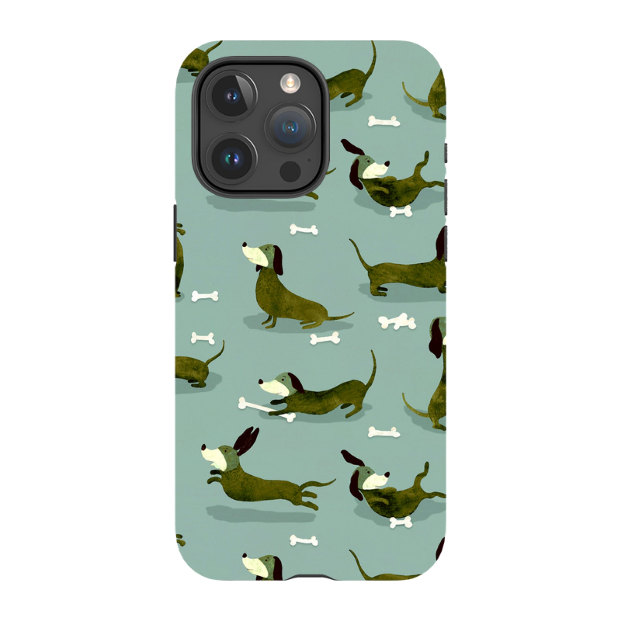 iPhone MagSafe Tough Case -  Dash Dogs Green By Katherine Quinn