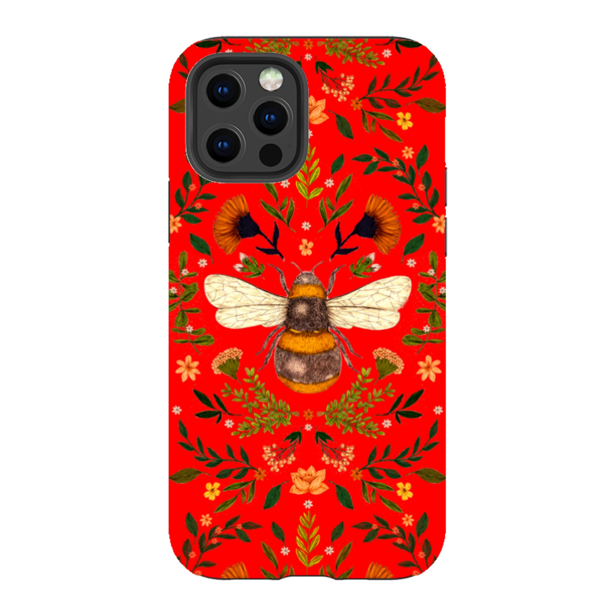 iPhone Tough Case - Botanical Bee Red By Jade Mosinski