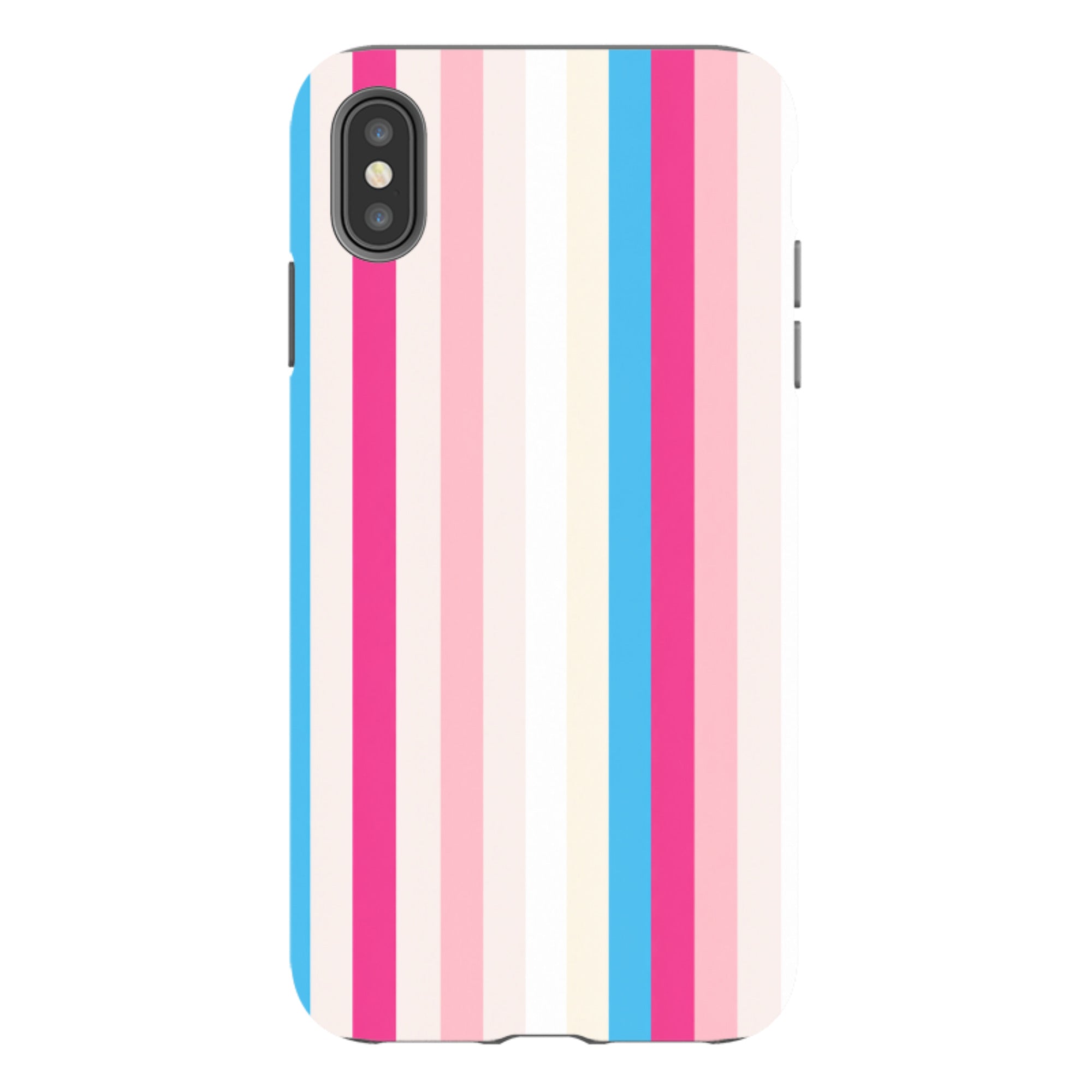 iPhone Tough Case - Pink, Blue & Cream Stripe