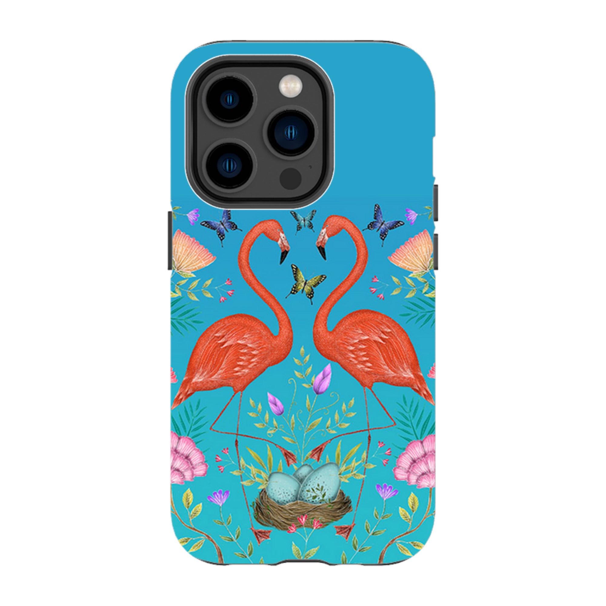 iPhone MagSafe Tough Case -  Flamingos and Flowers By Catherine Rowe