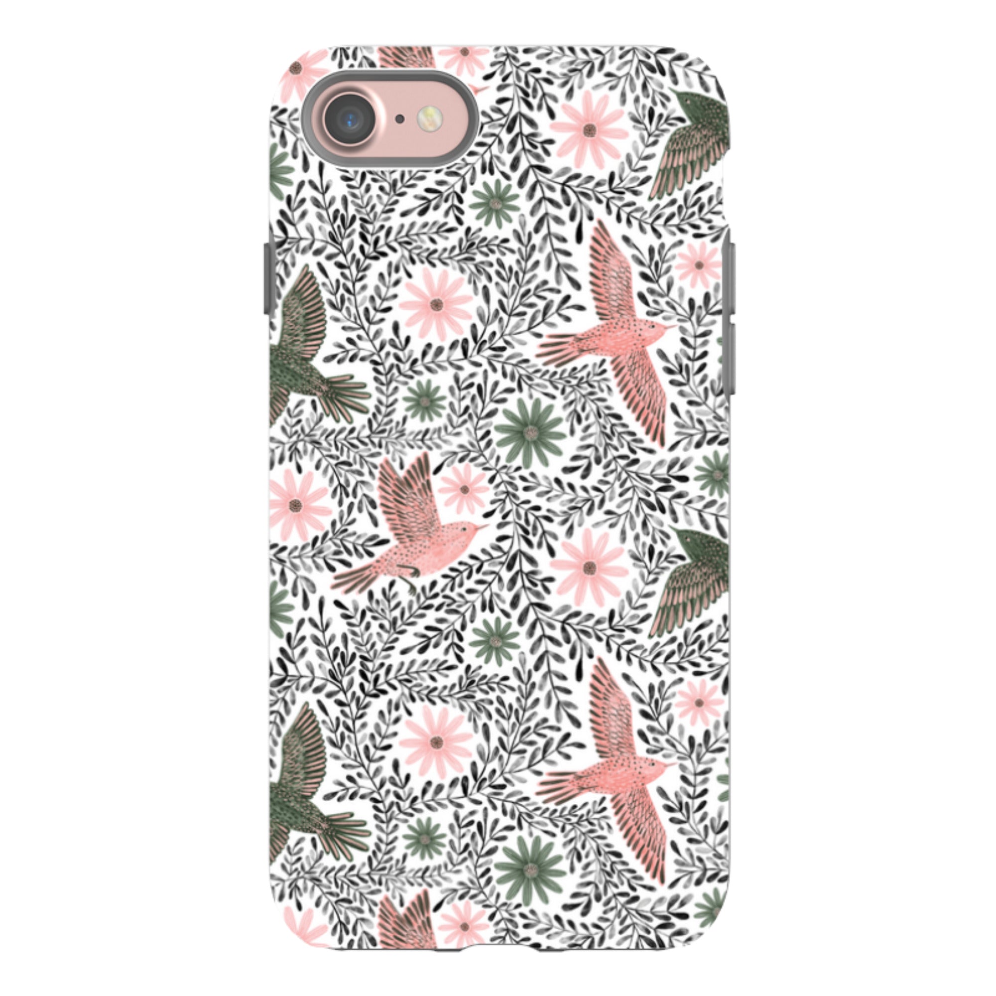 iPhone Tough Case - Bird Pattern Black By Lee Foster Wilson