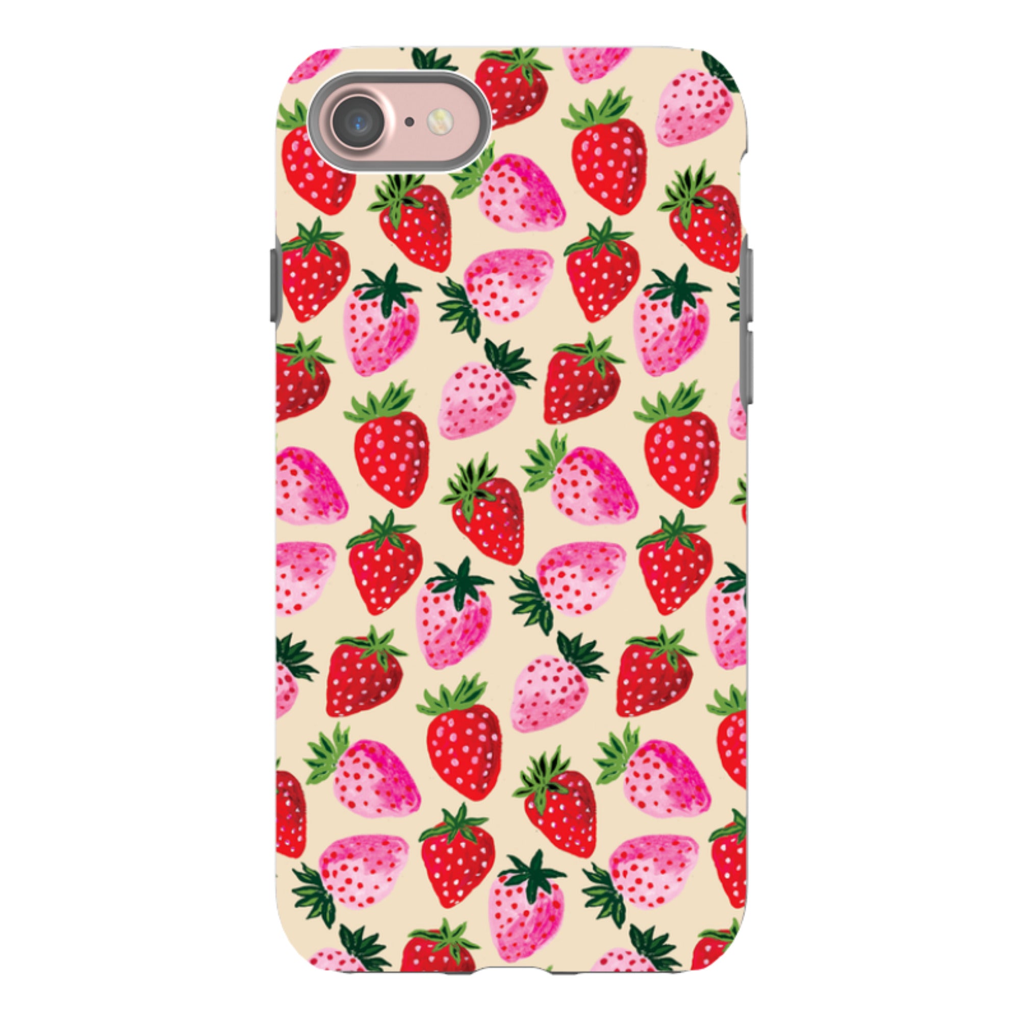 iPhone Tough Case - Strawberry Scatter Cream By Emma Frances Grant