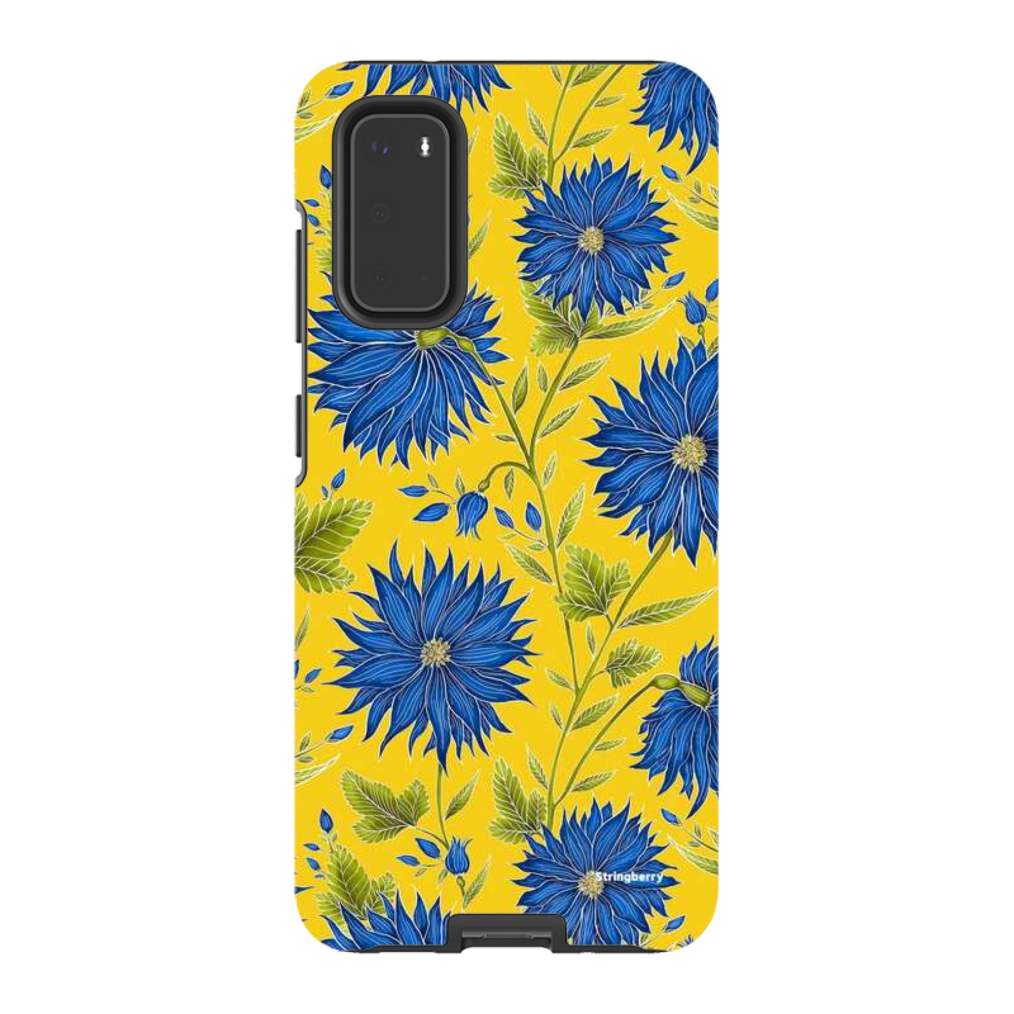 Samsung Tough Case - Blue Flowers Yellow By Catherine Rowe