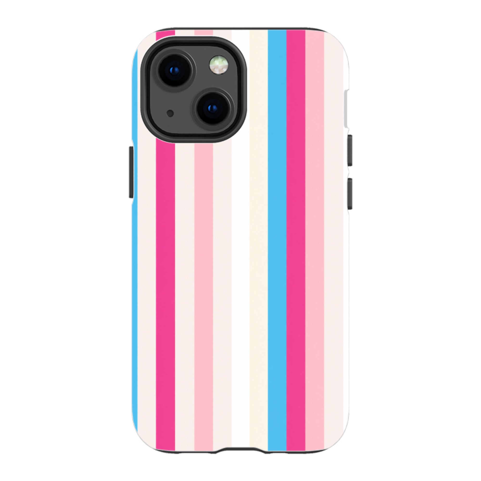 iPhone Tough Case - Pink, Blue & Cream Stripe