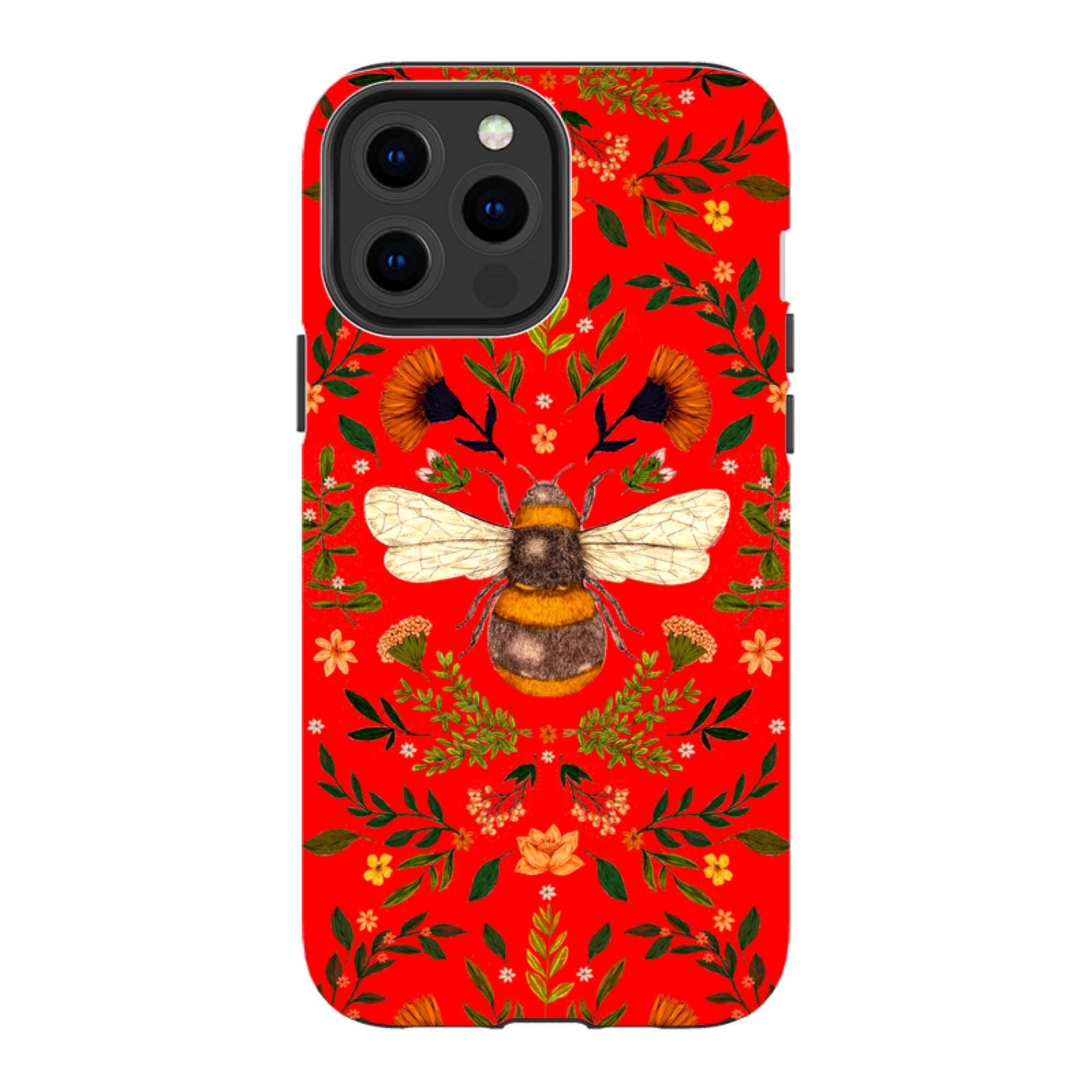 iPhone MagSafe Tough Case -  Botanical Bee Red By Jade Mosinski