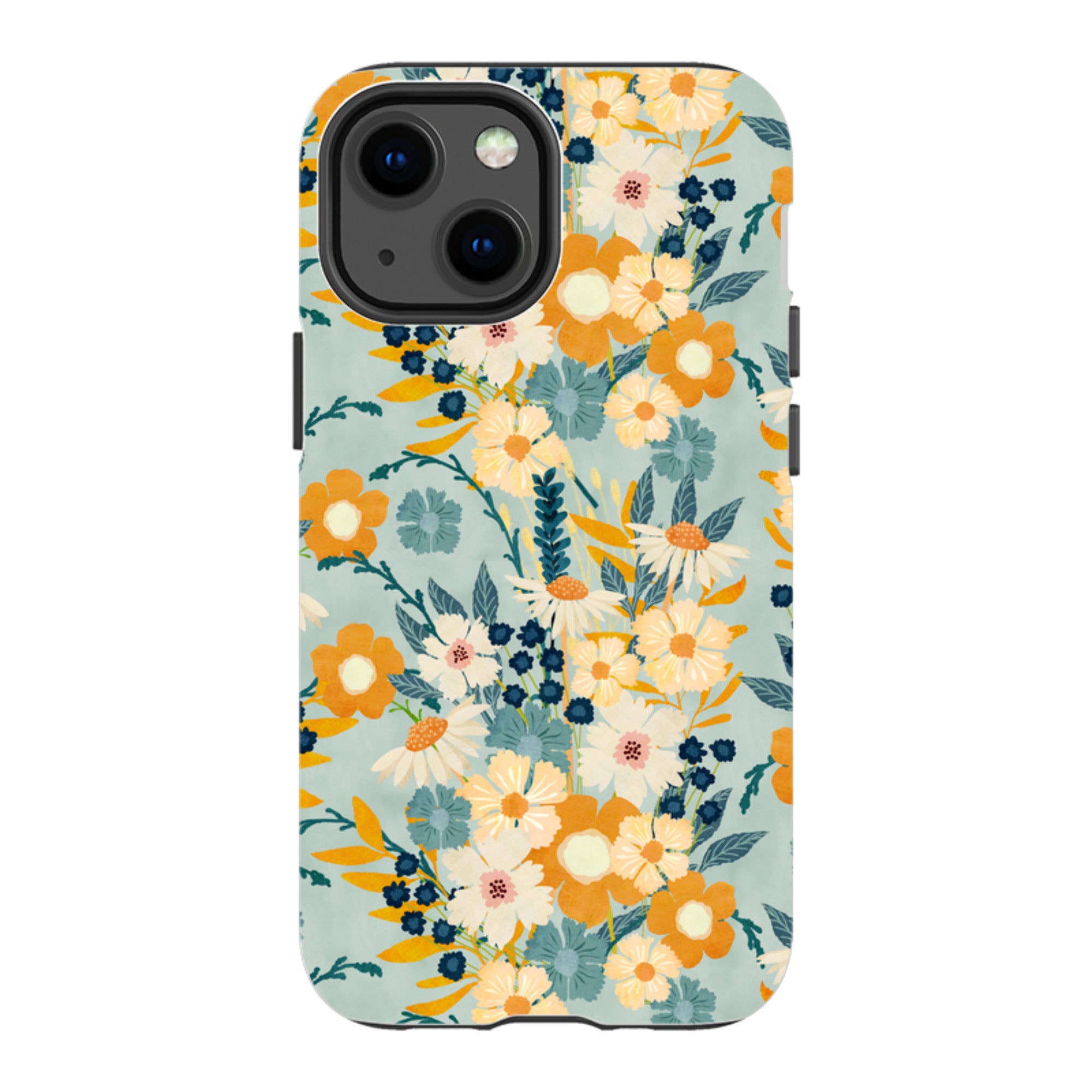 iPhone Tough Case - Yellow And Blue Floral By Katherine Quinn