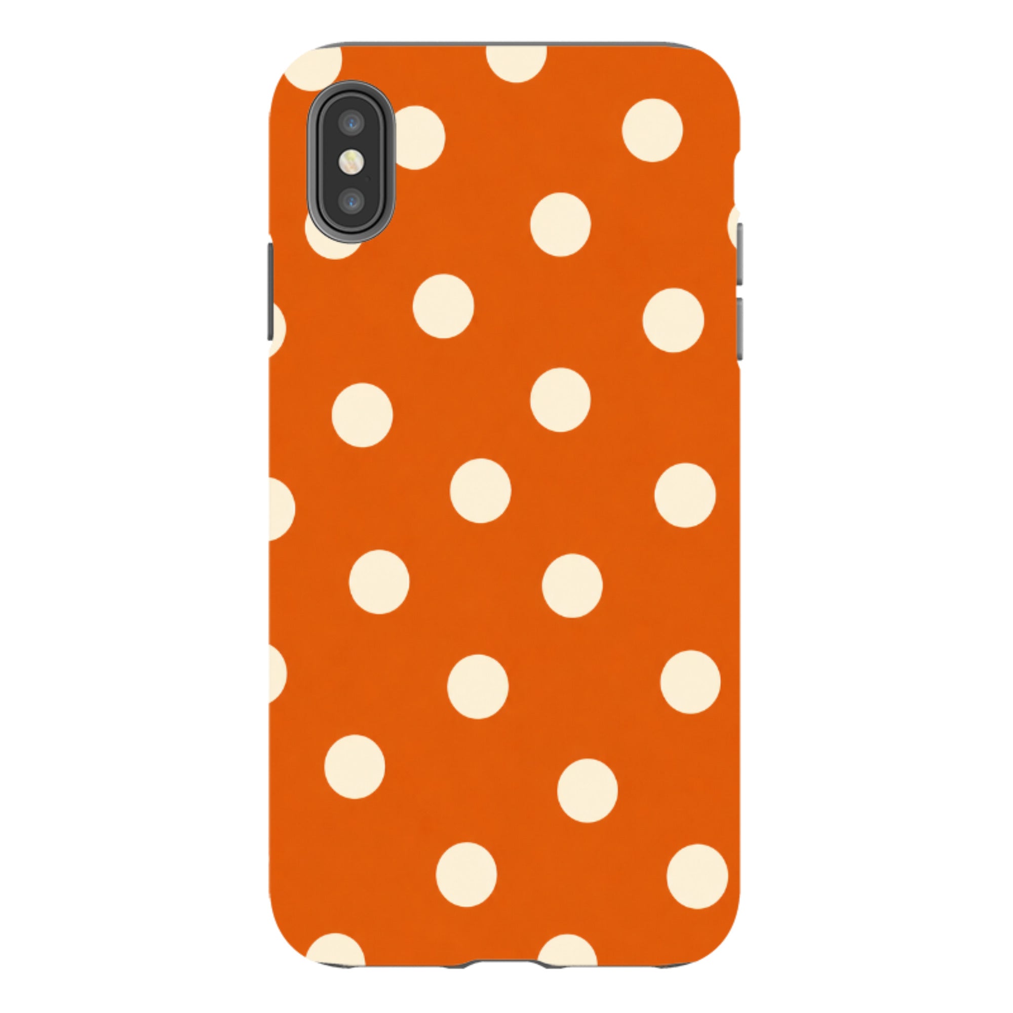 iPhone Tough Case - Orange & Cream Polka Dot