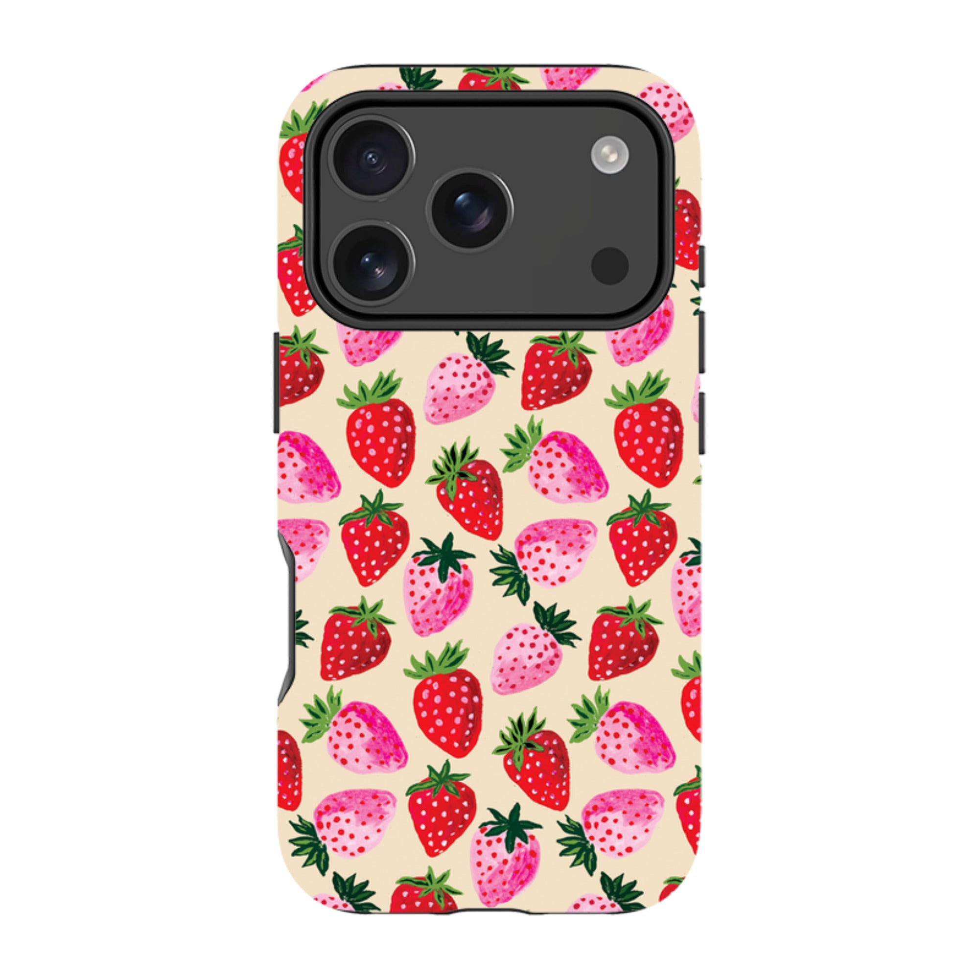 iPhone MagSafe Tough Case - Strawberry Scatter Cream By Emma Frances Grant