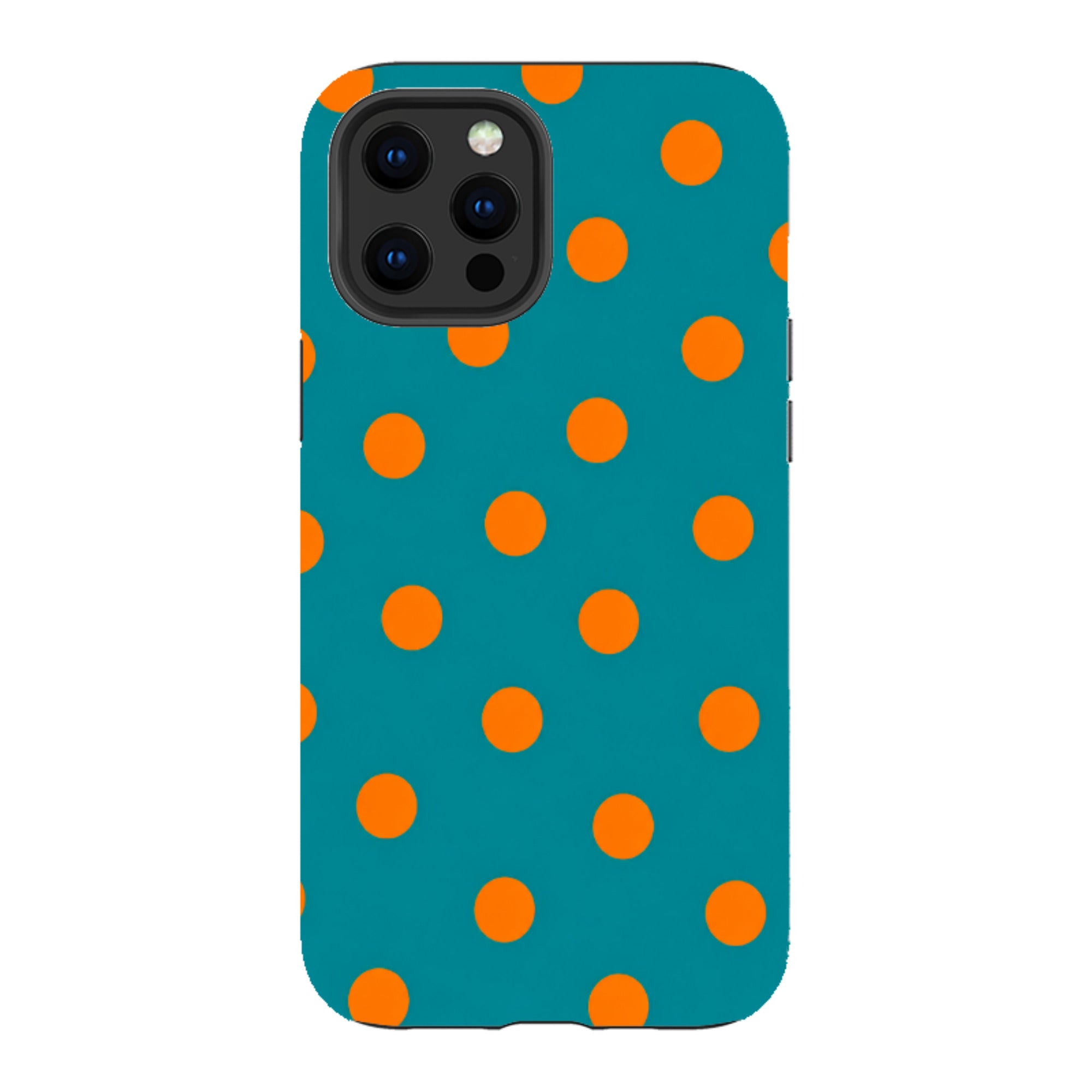 iPhone Tough Case - Teal & Orange Polka Dot