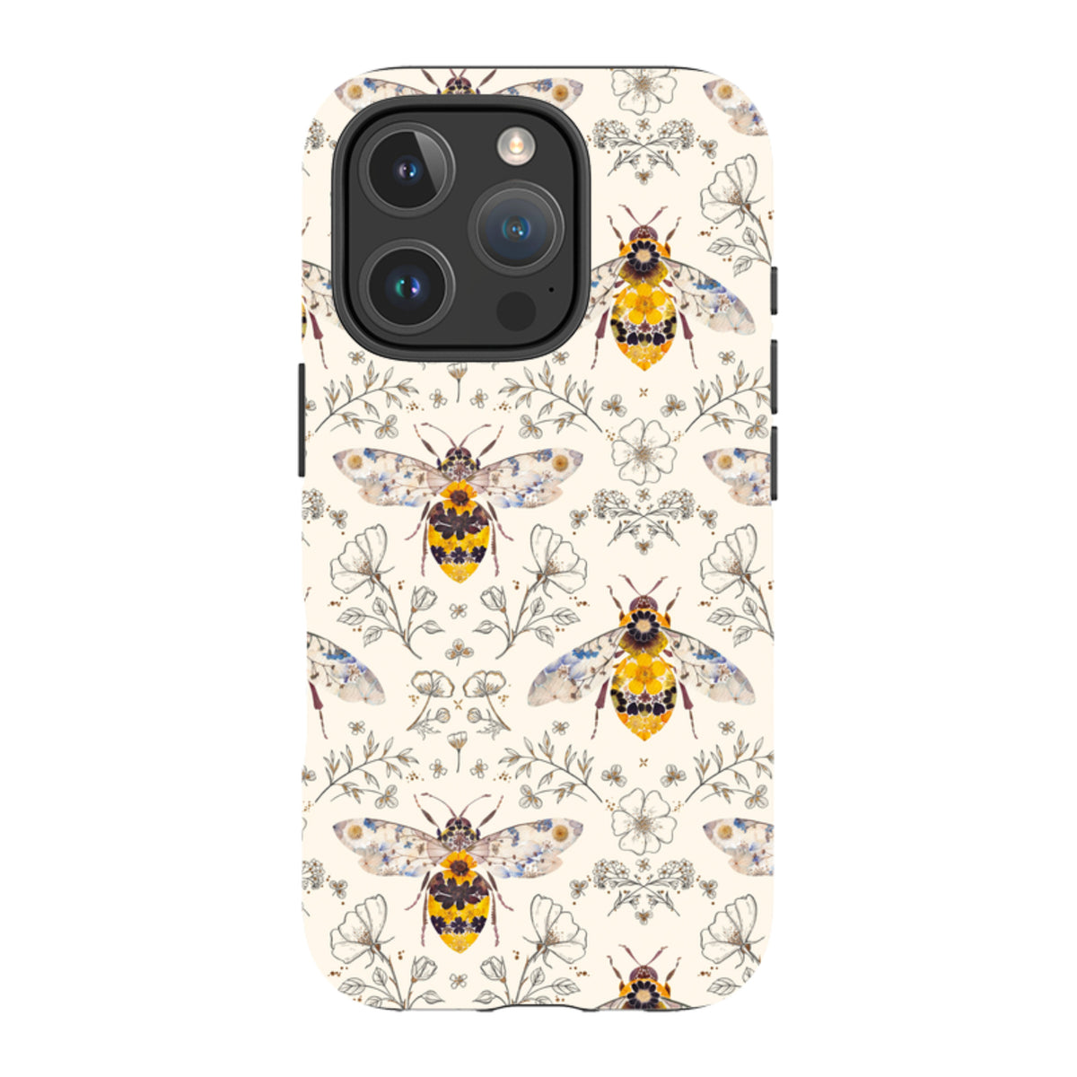 iPhone MagSafe Tough Case - Alabaster Bumble Bee Multi By Helen Ahpornsiri
