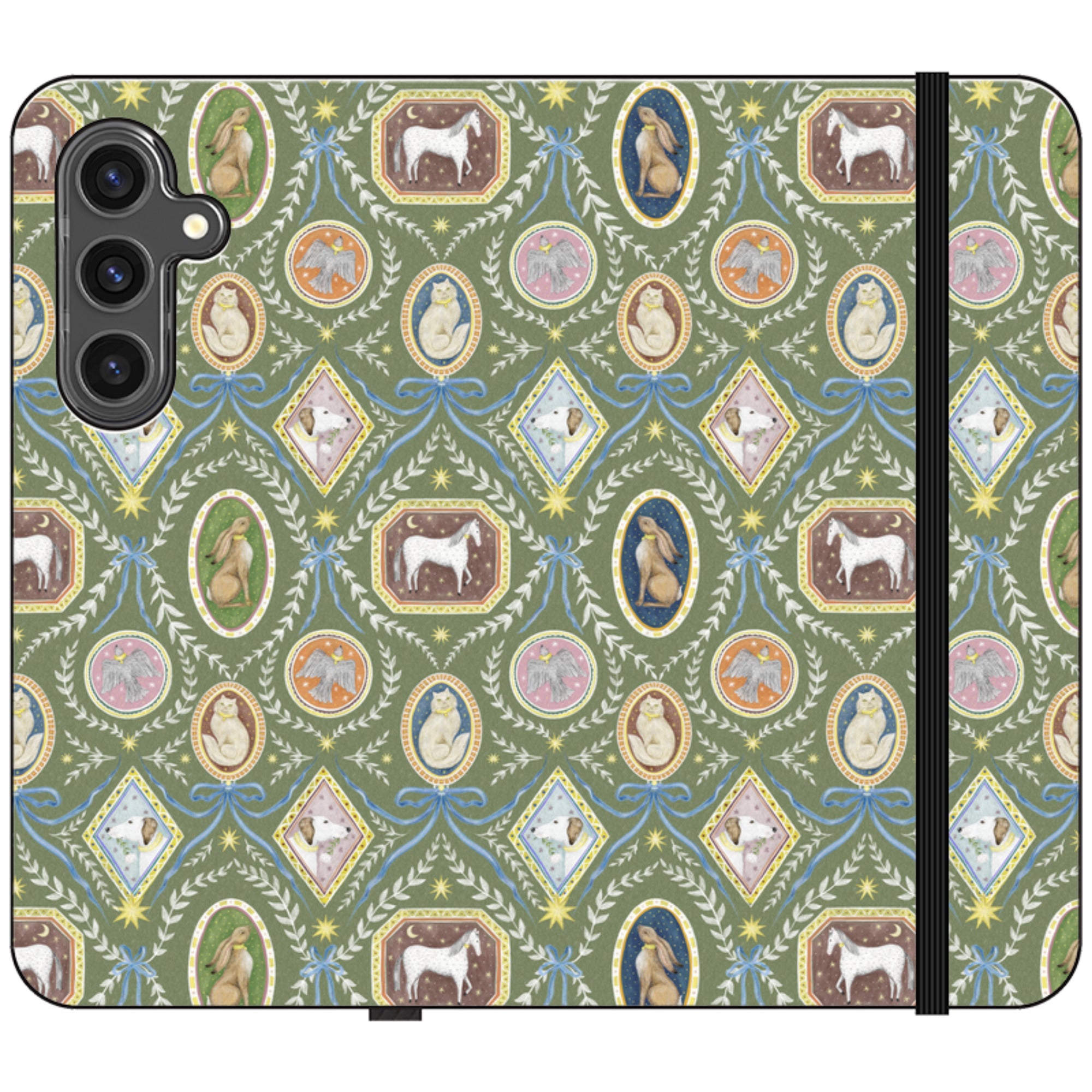 Charleston Moss Green Wallet Case By Catherine Rowe