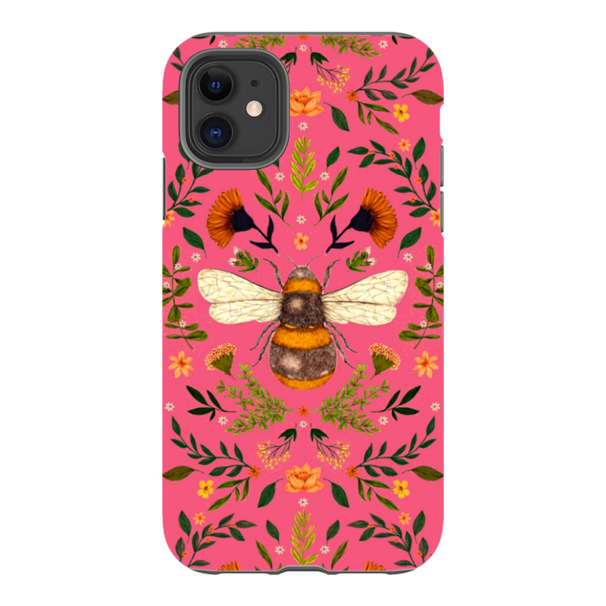 iPhone Tough Case - Botanical Bee Peach By Jade Mosinski