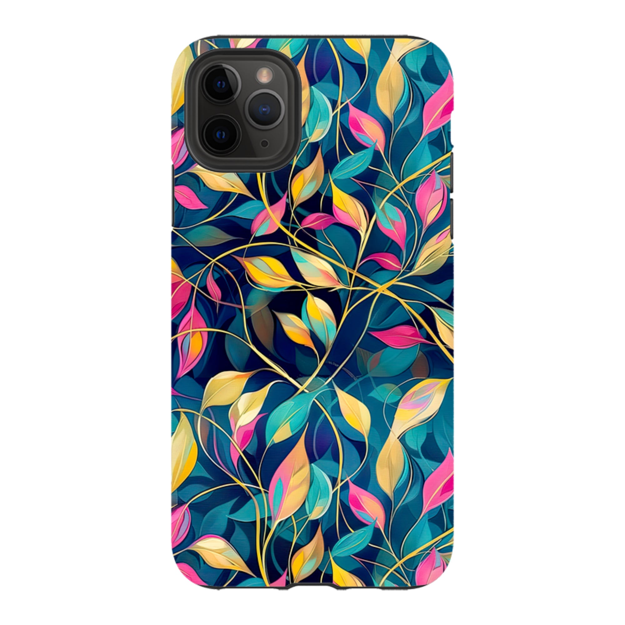 iPhone Case - Pink and Teal Leaves