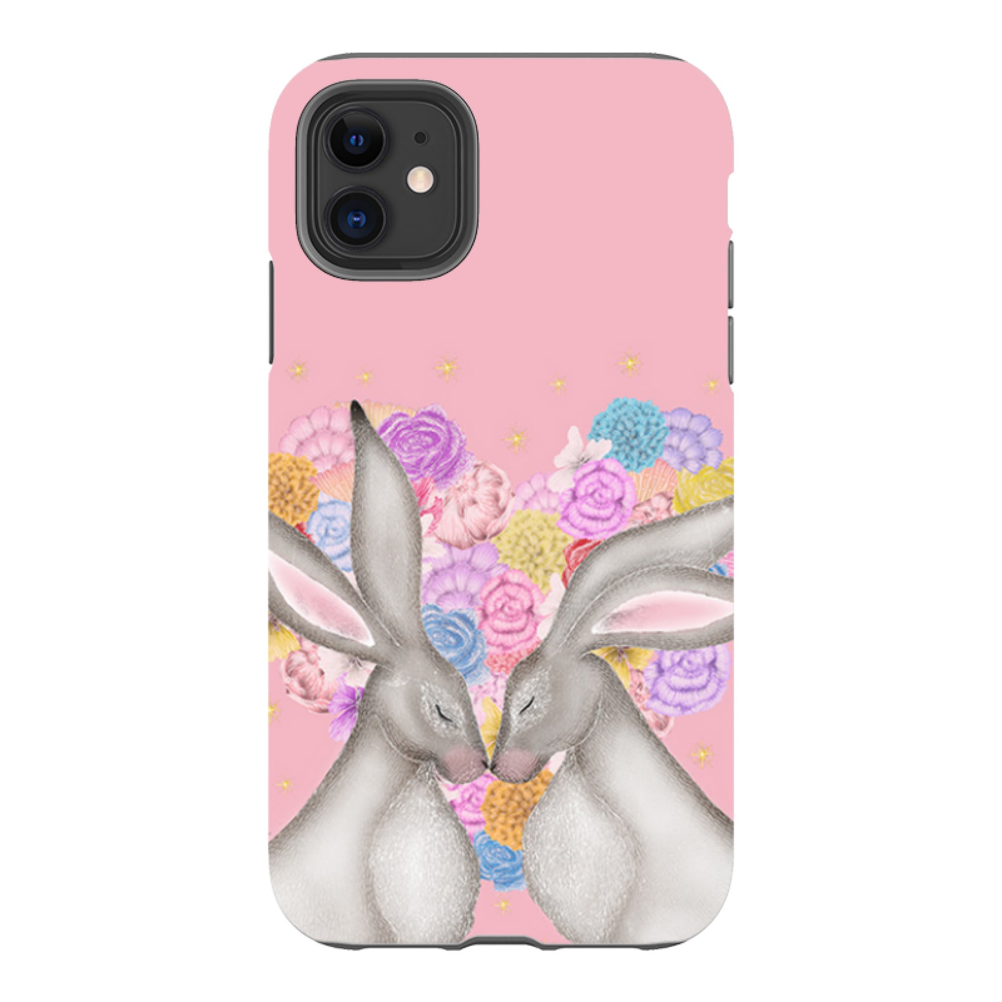 iPhone Tough Case - White Hares Rose Heart II By Catherine Rowe