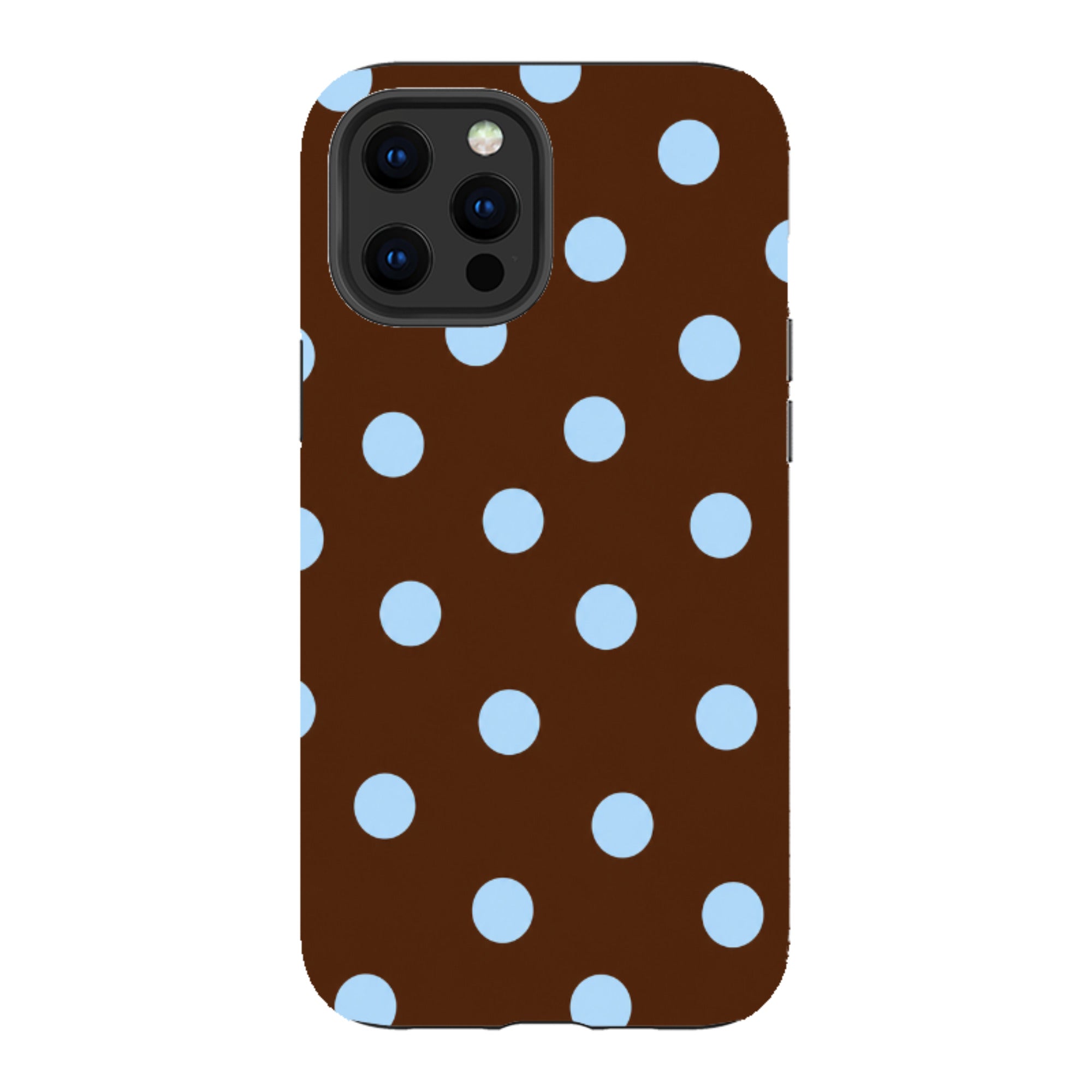 iPhone Tough Case - Chocolate Brown & Baby Blue Polka Dot