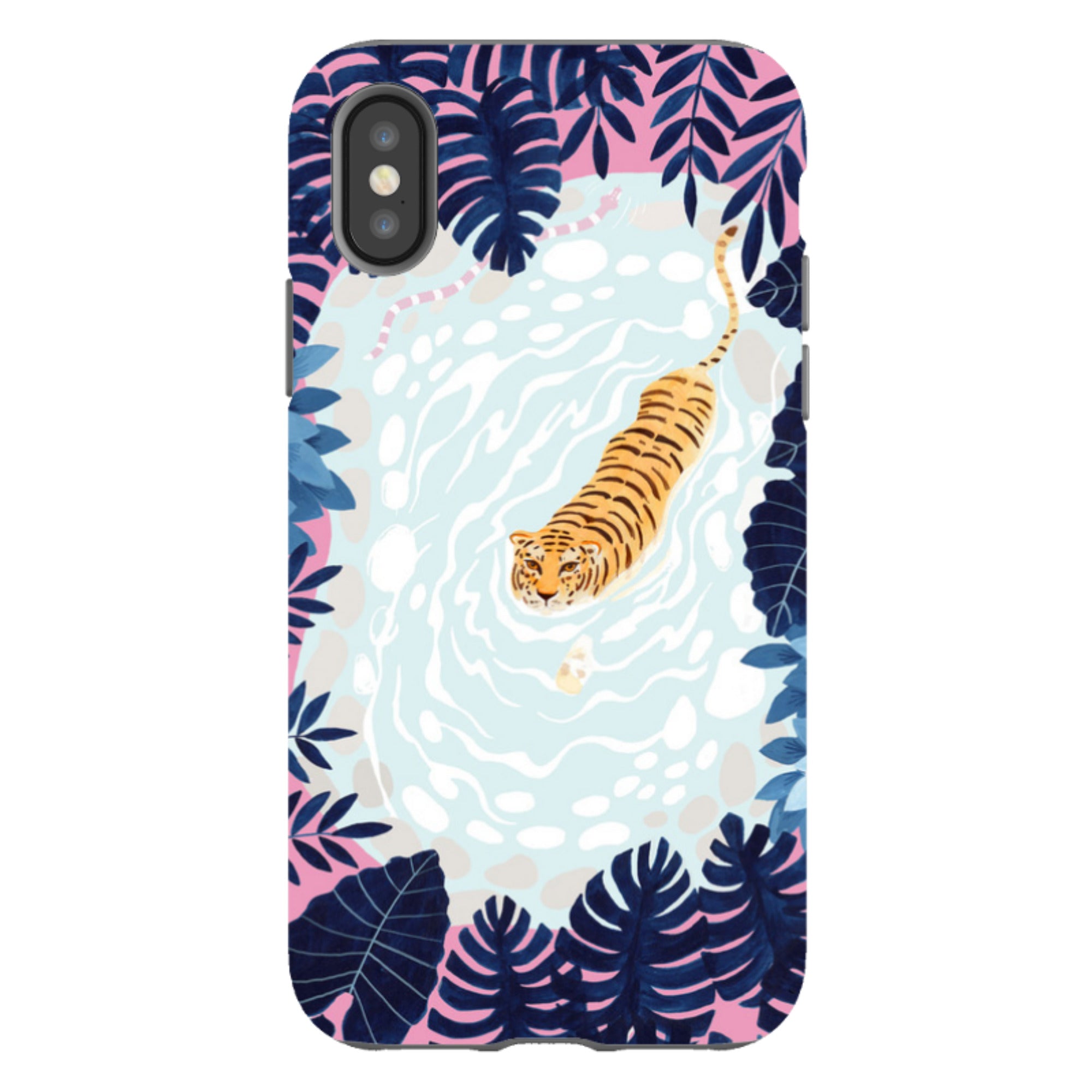 iPhone Tough Case - Swimming Tiger By Bex Parkin