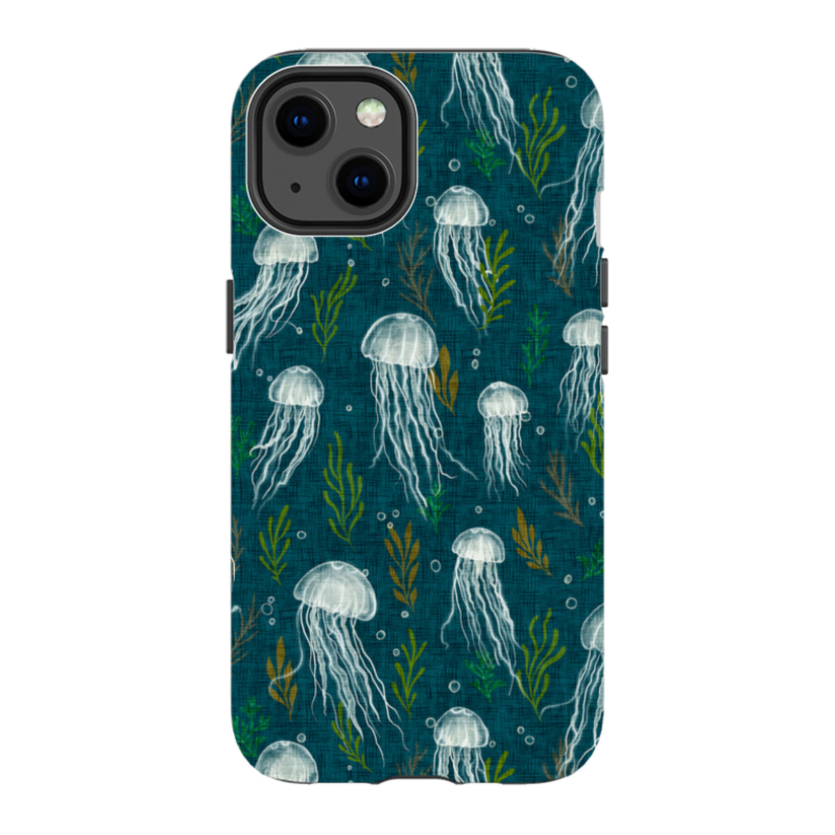 iPhone Tough Case - Jellyfish and seaweed - blue By Katherine Quinn