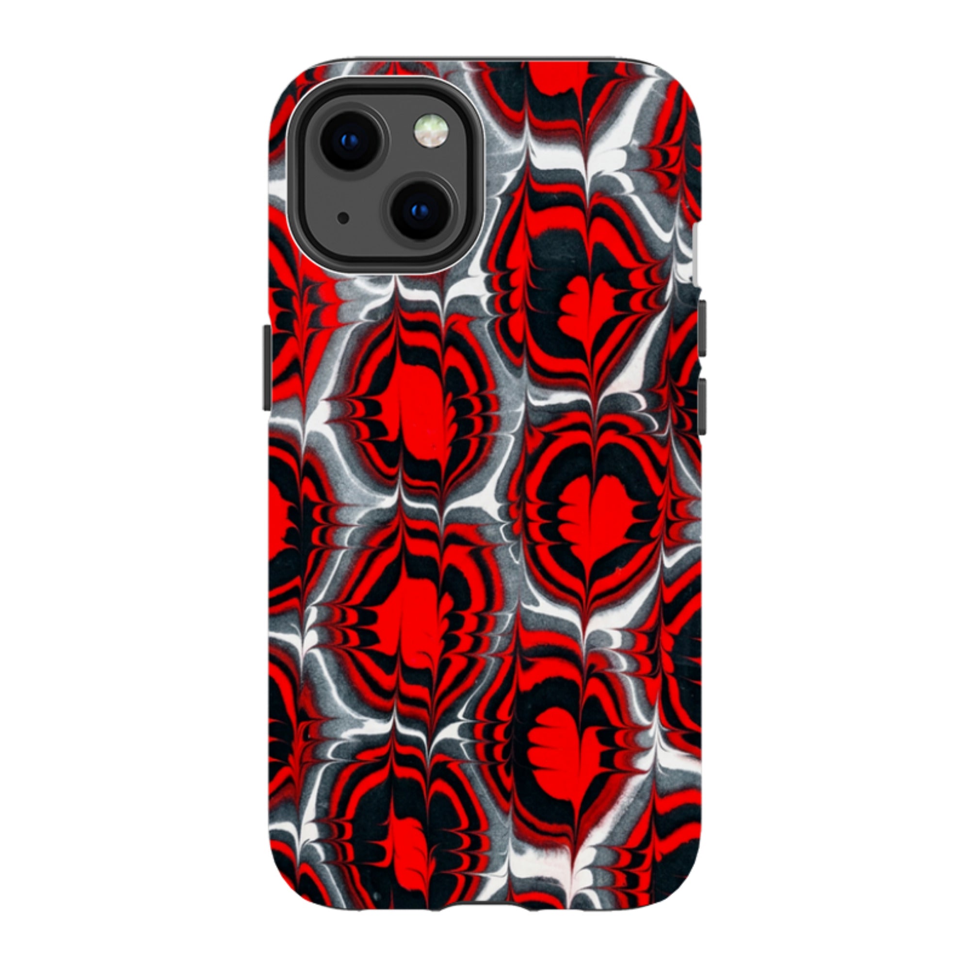 iPhone Tough Case - Red & Black Marble