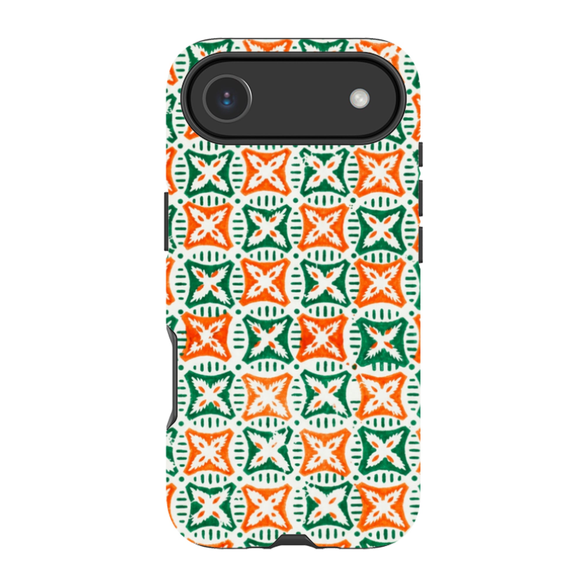 iPhone Tough Case - Orange & Green Tile