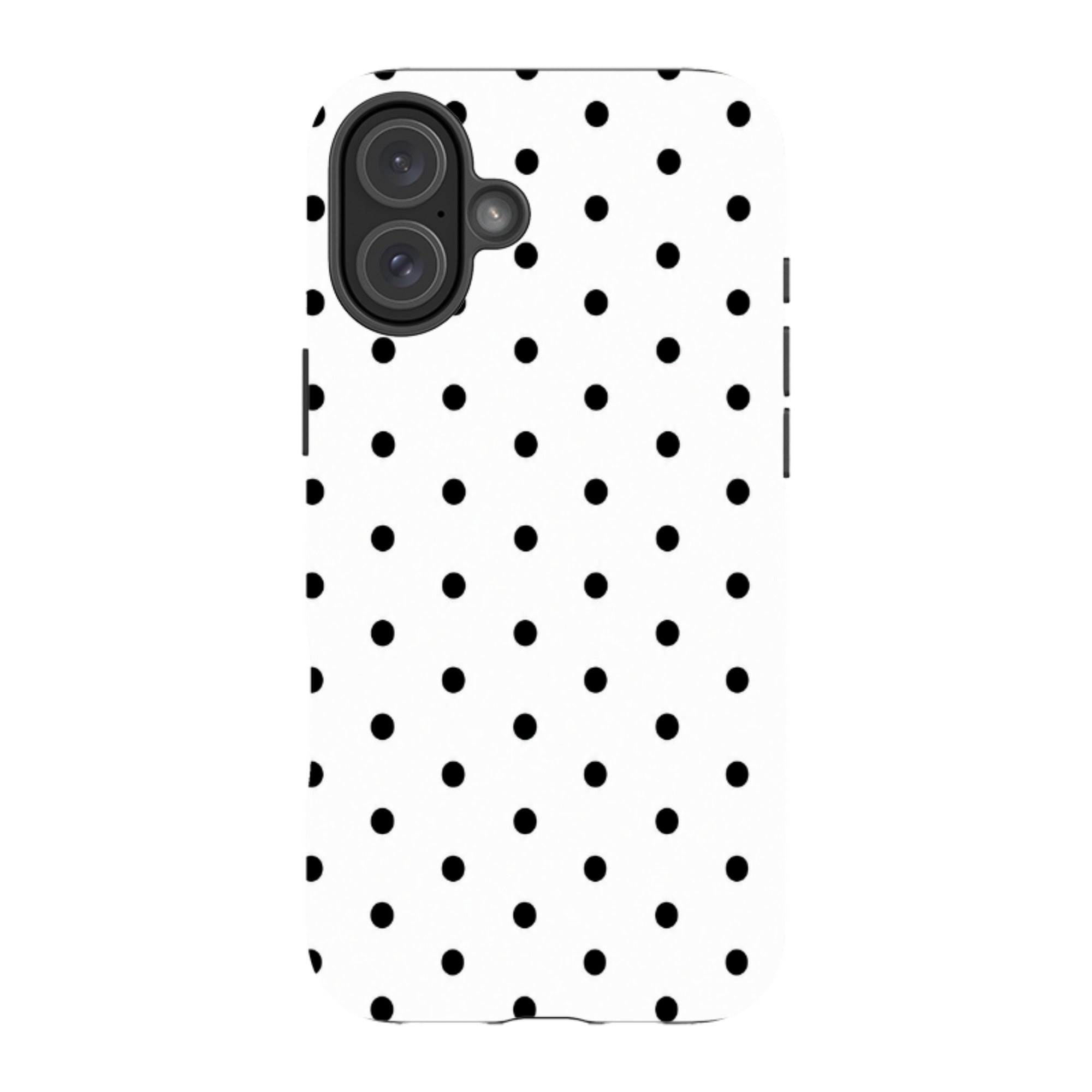 iPhone Tough Case - White & Black Polka Dot