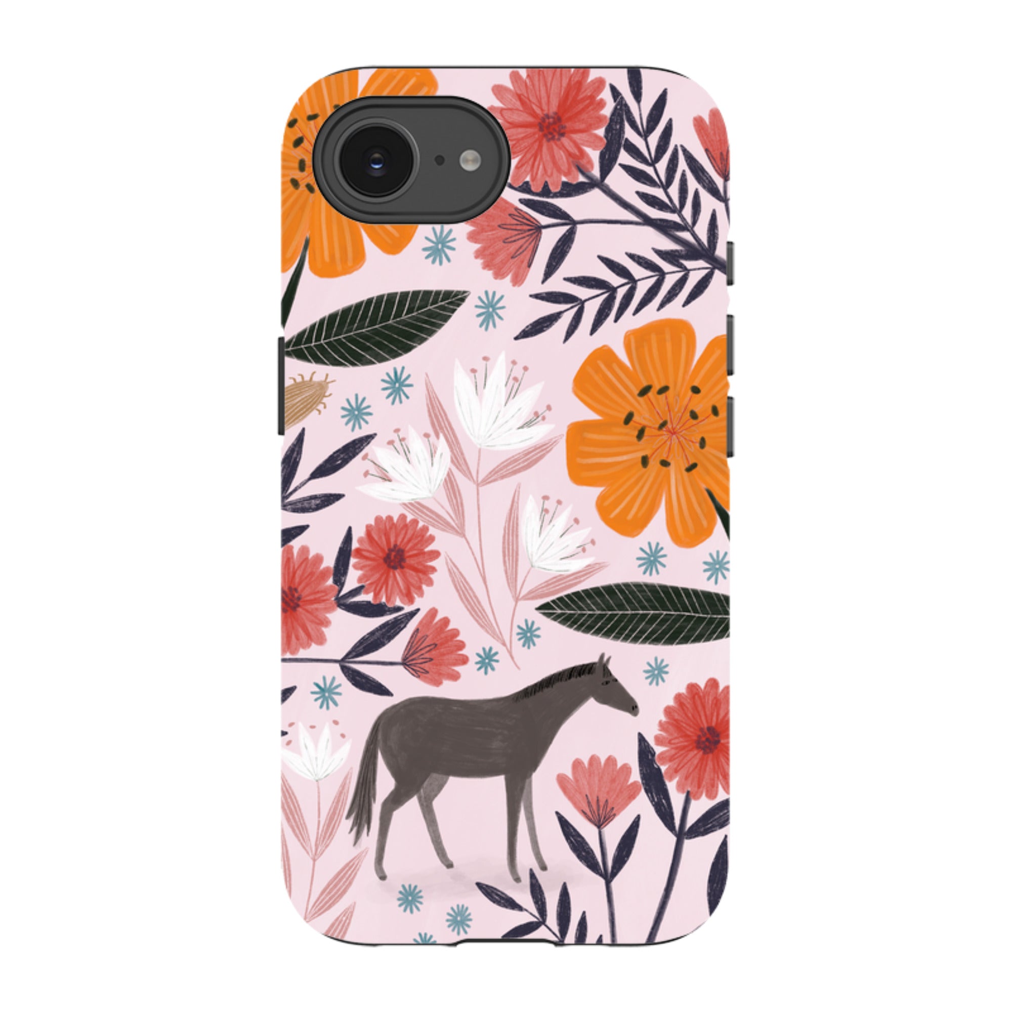 iPhone Tough Case - Pink Horse Floral By Lee Foster Wilson